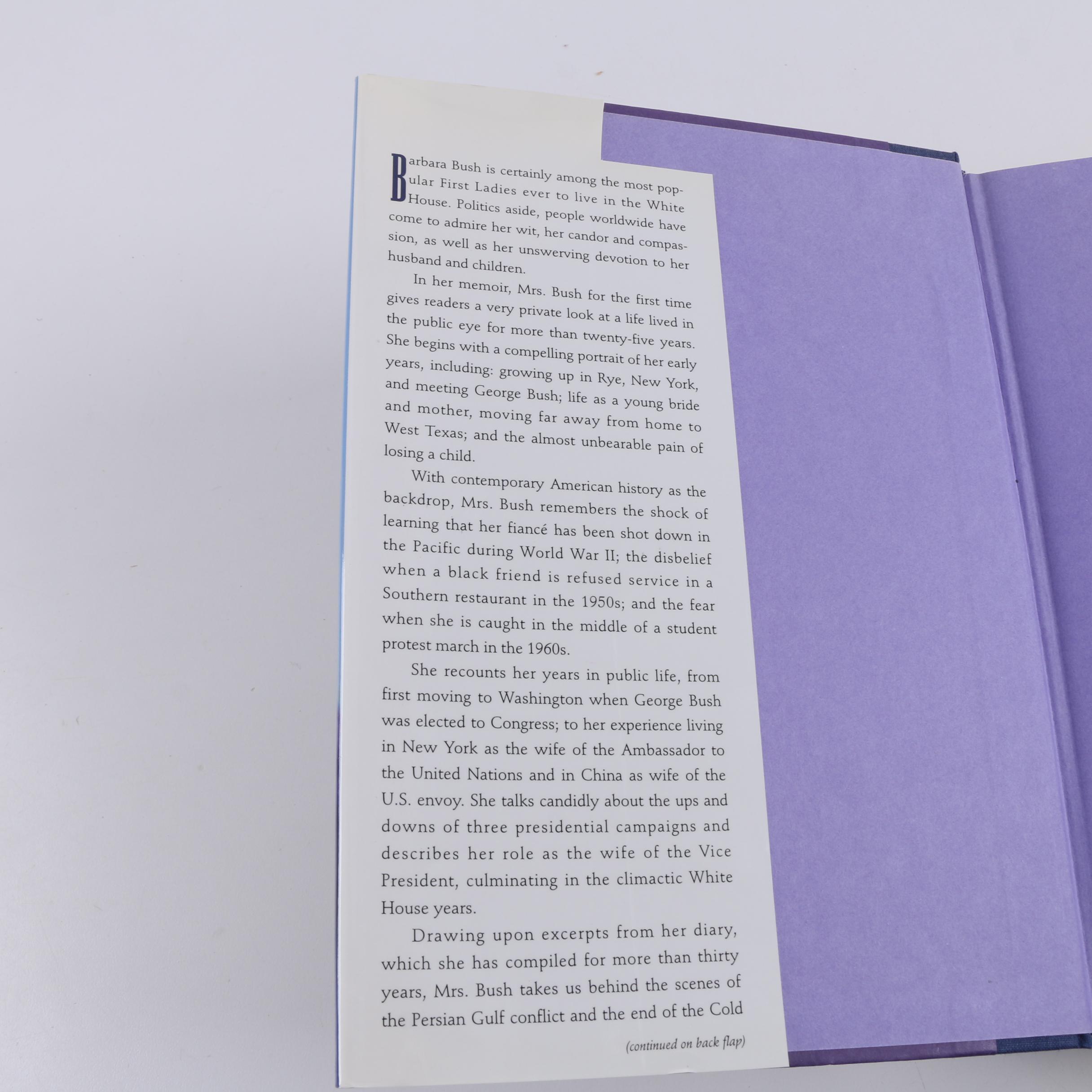 1994 First Printing "A Memoir" by Barbara Bush