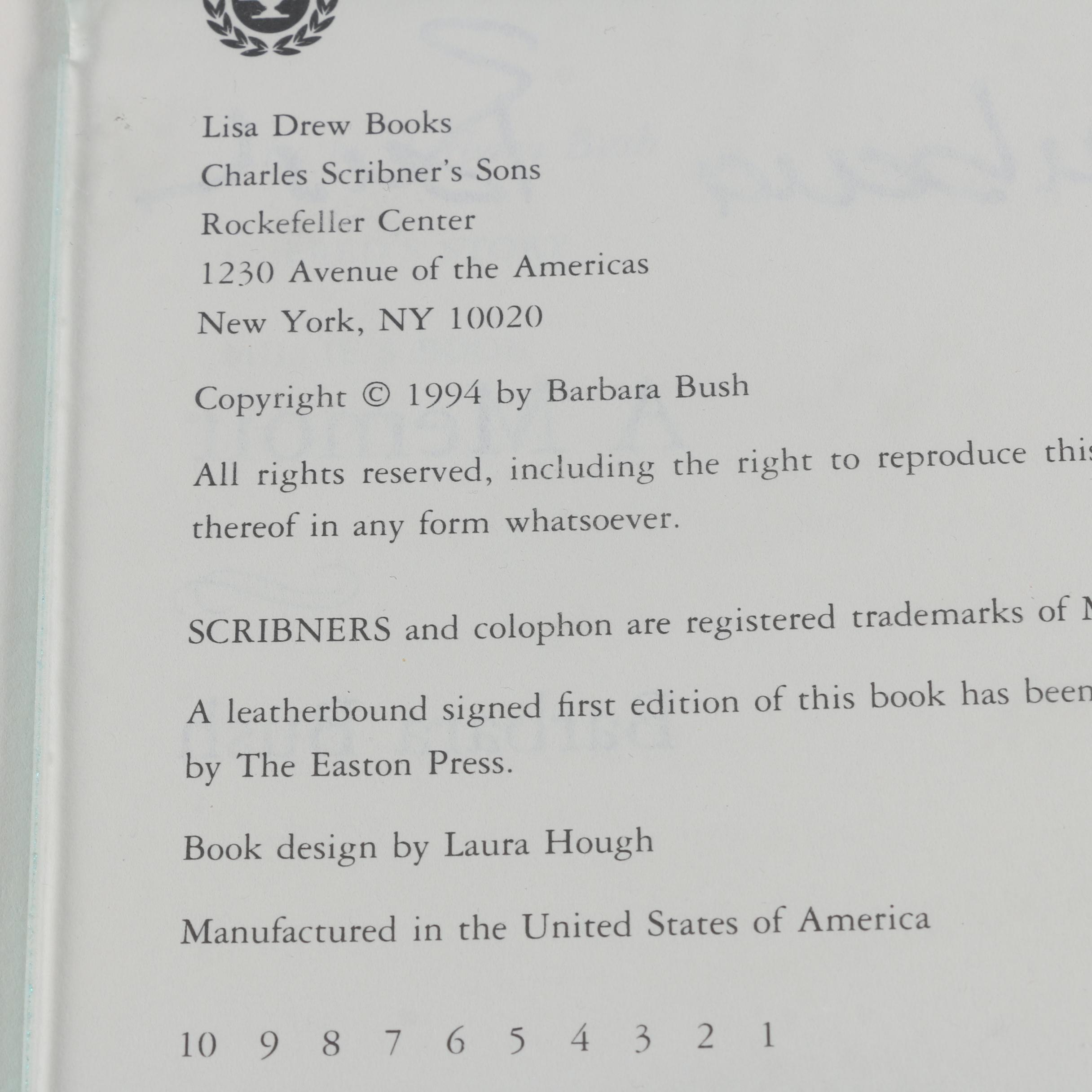1994 First Printing "A Memoir" by Barbara Bush
