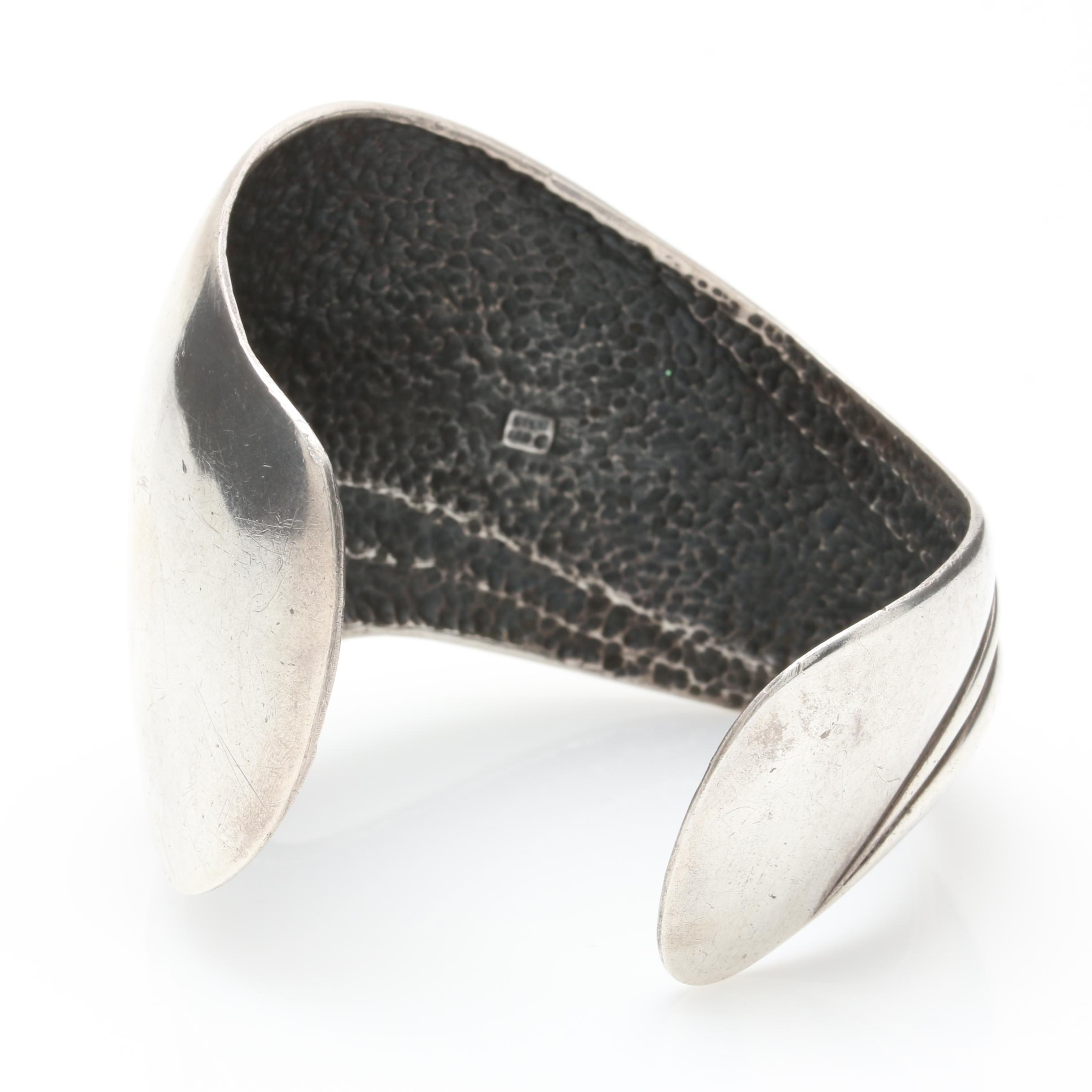 Modernist Sterling Silver Repoussé Cuff Bracelet