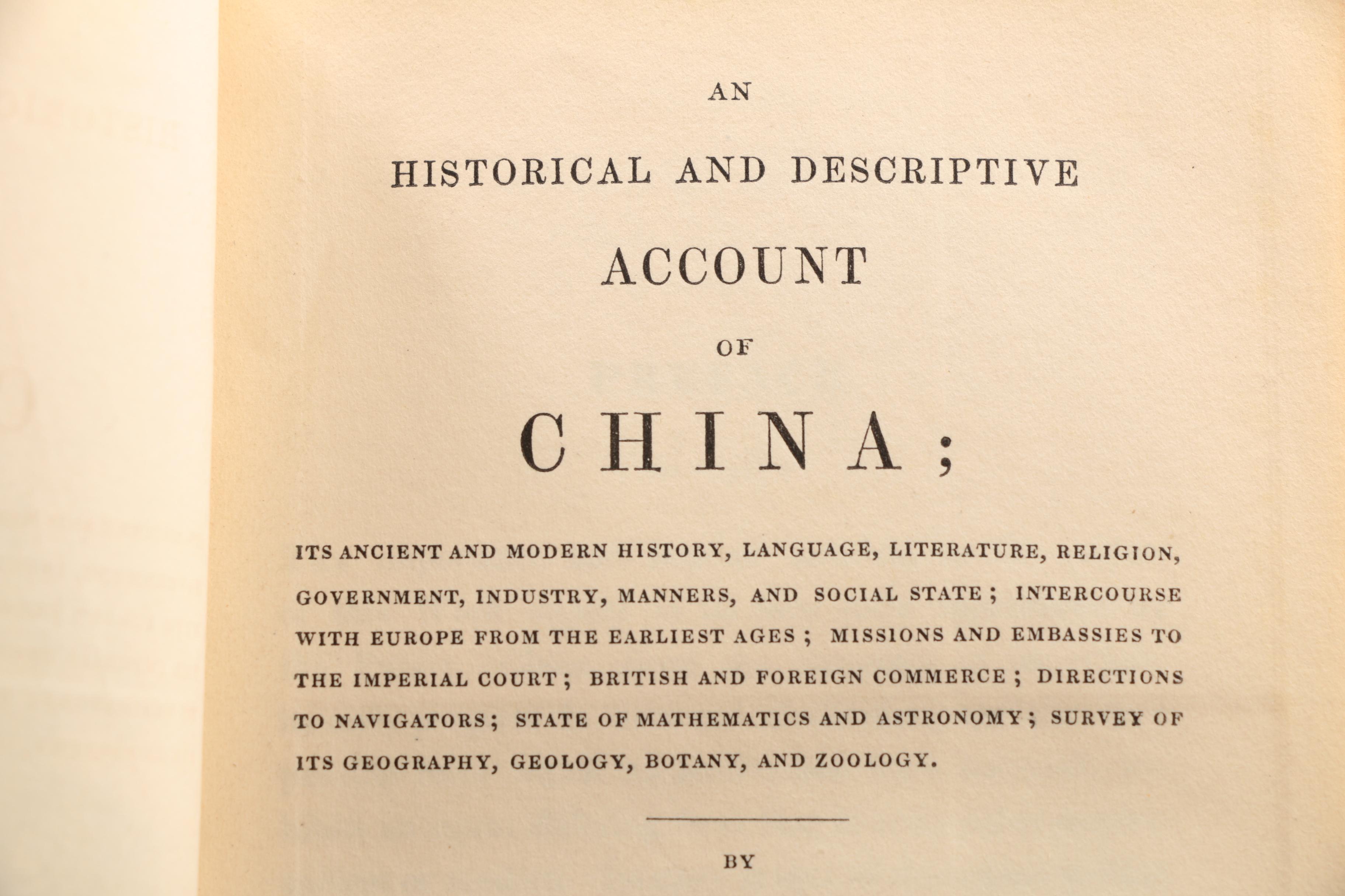 1836 Three Volume "An Historical and Descriptive Account of China"