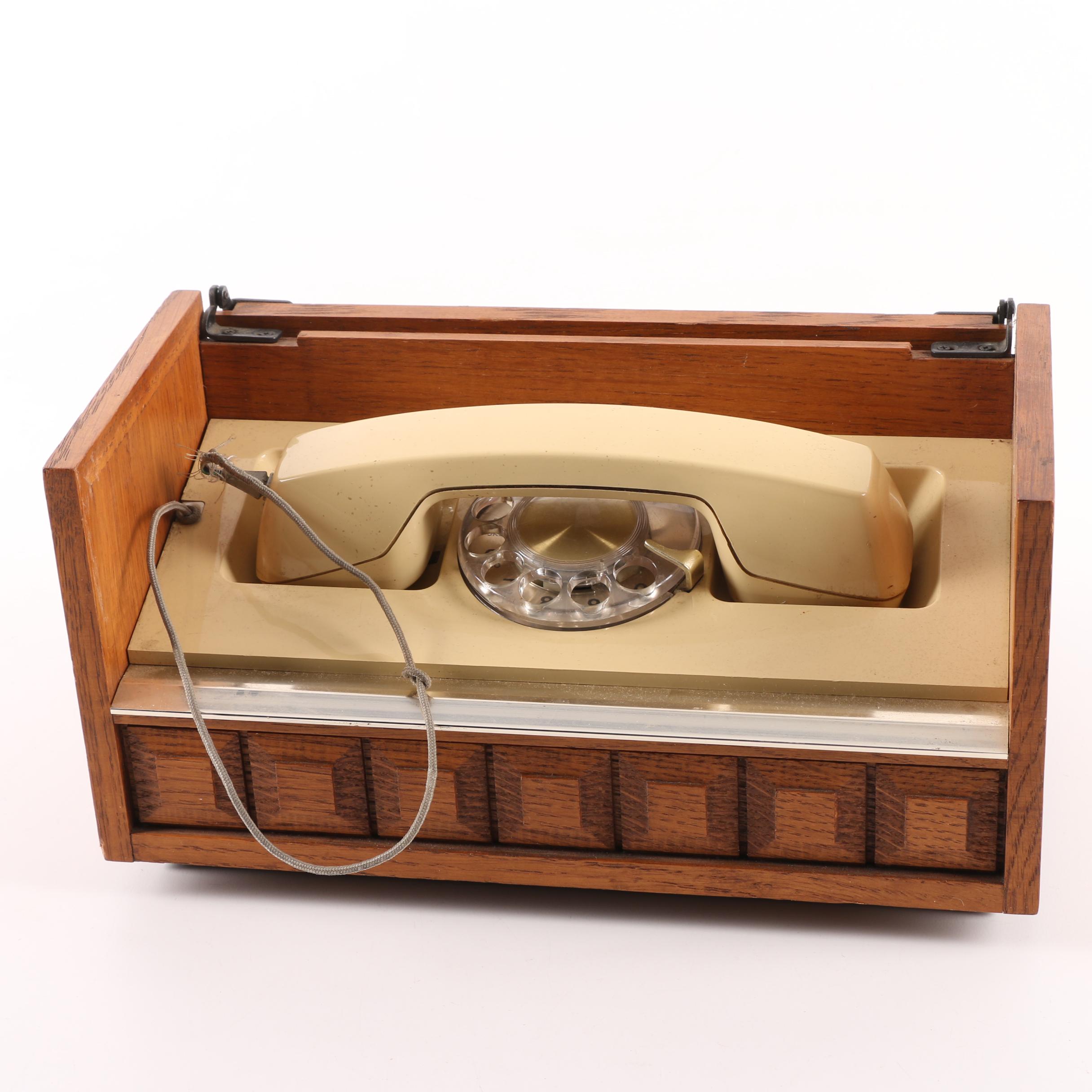 Mahogany Tone Wooden Chassis Rotary Phone