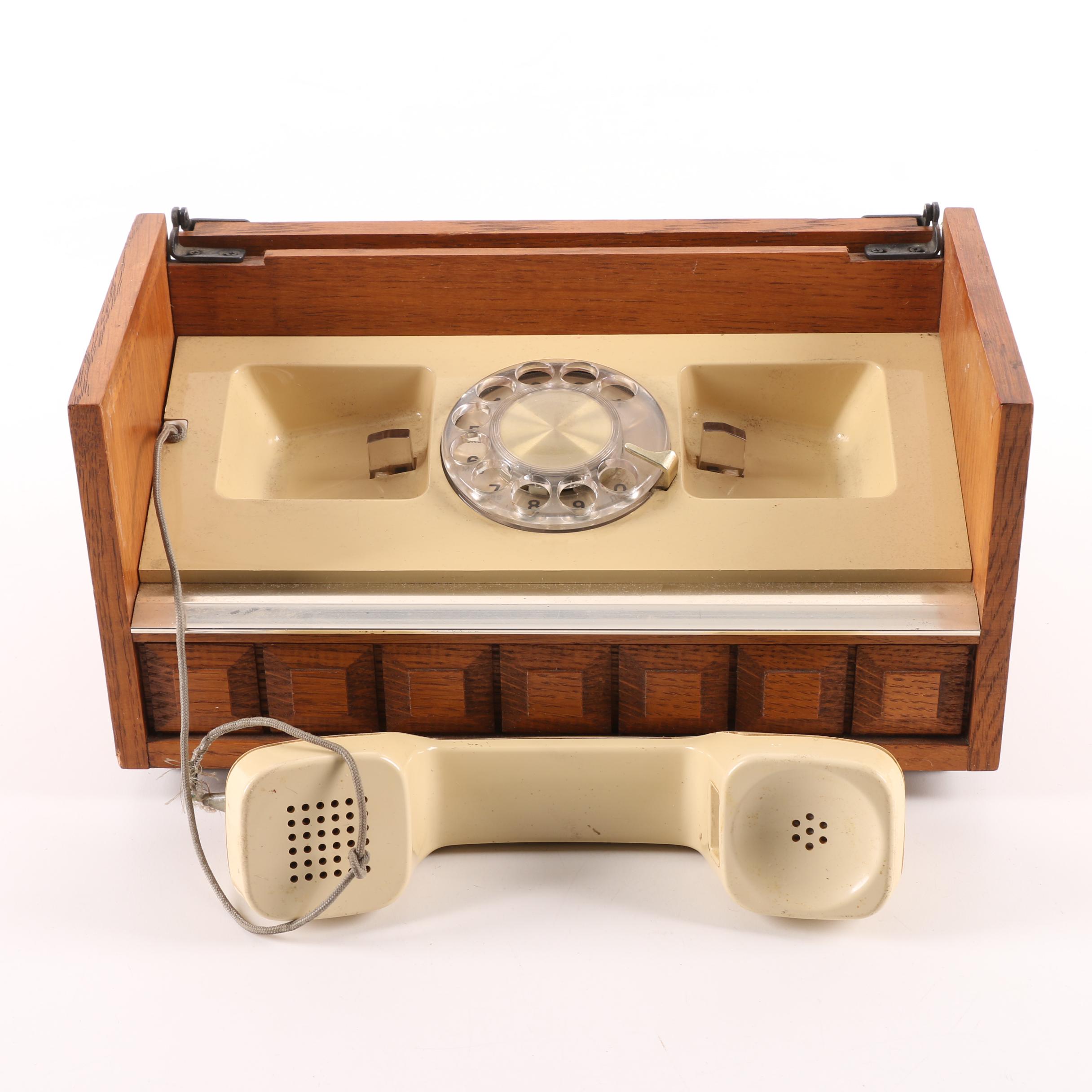 Mahogany Tone Wooden Chassis Rotary Phone