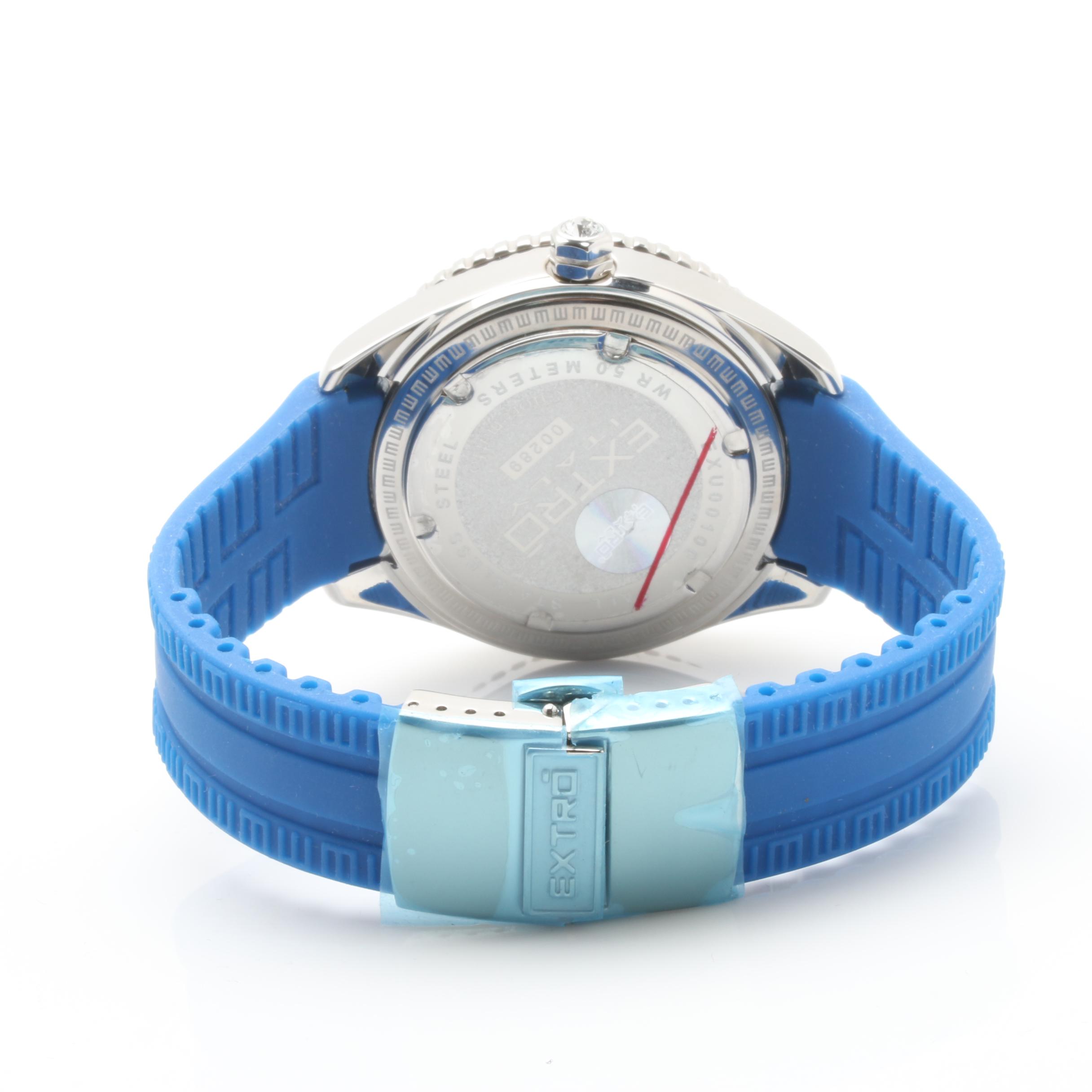 EXTRÓ Stainless Steel and Rubber Mother of Pearl and Glass Crystal Watch