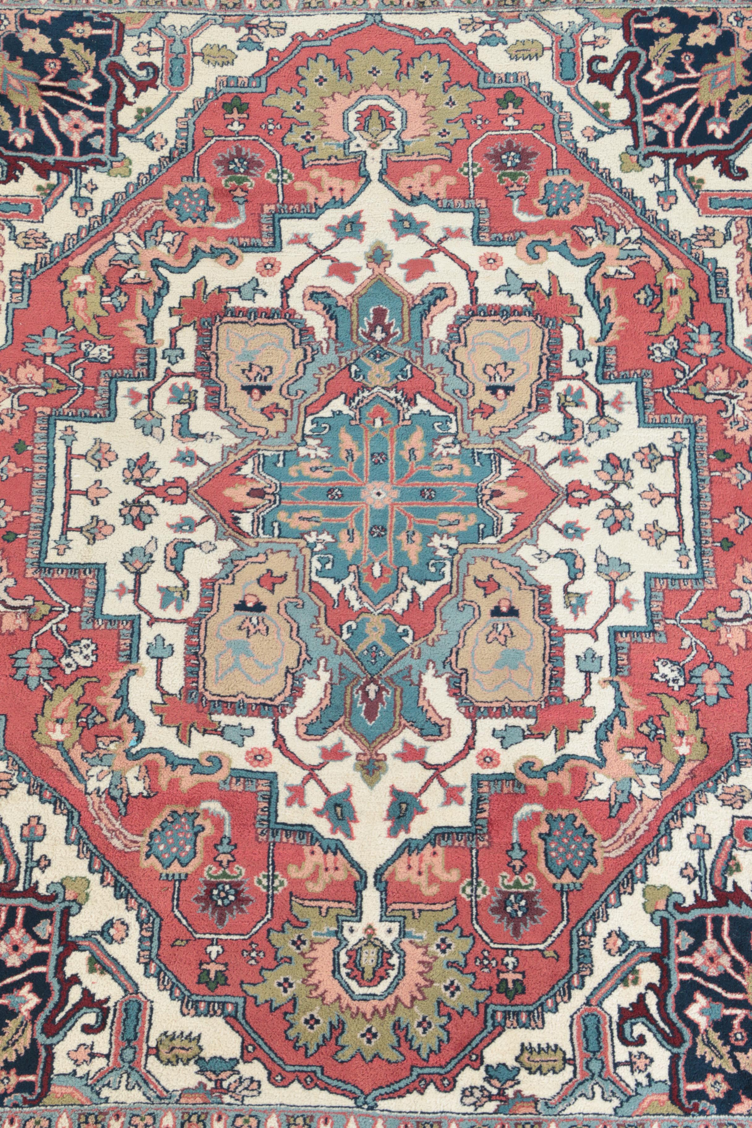 Hand-knotted Persian Heriz Area Rug