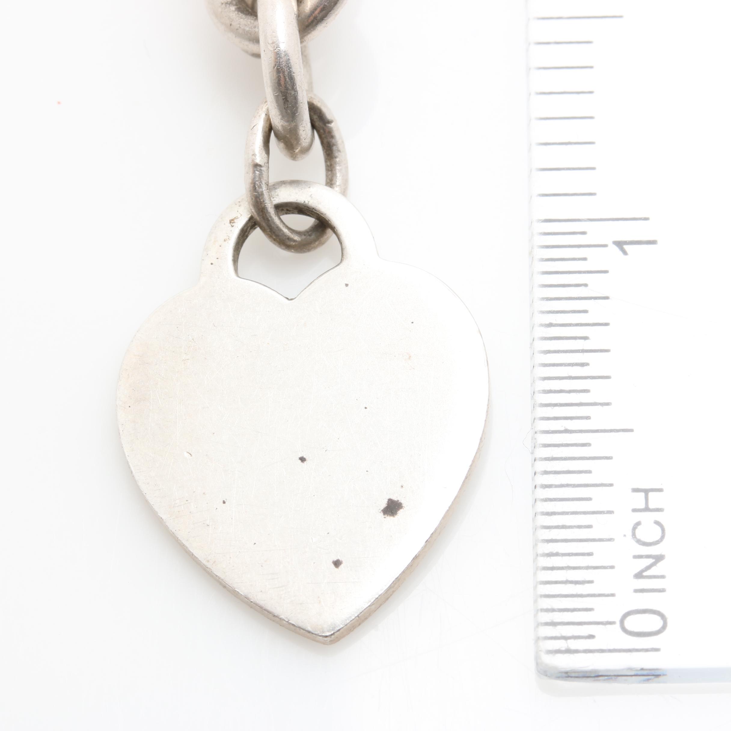 Tiffany & Co. Sterling Silver Heart Tag Bracelet with Pouch