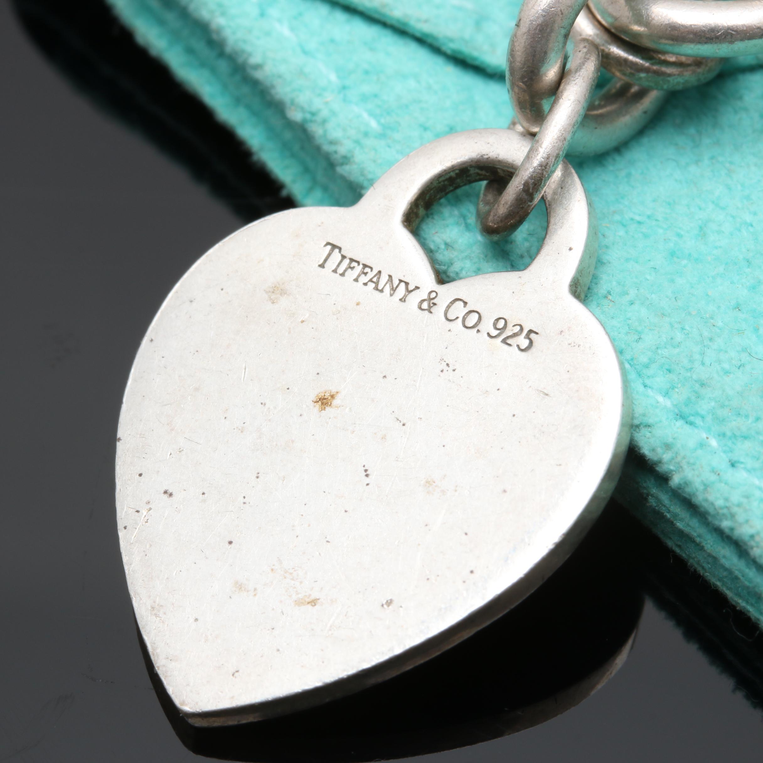 Tiffany & Co. Sterling Silver Heart Tag Bracelet with Pouch