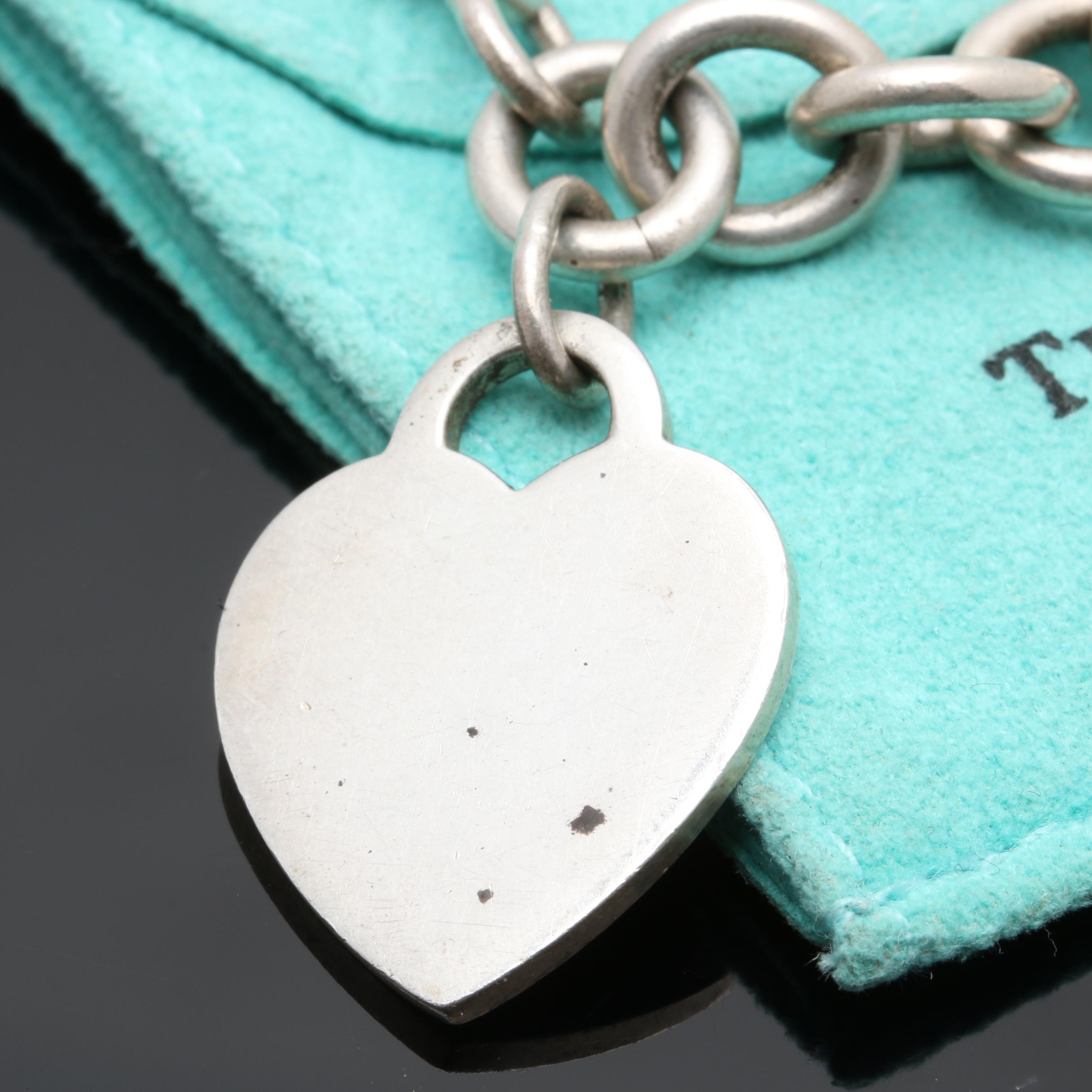 Tiffany & Co. Sterling Silver Heart Tag Bracelet with Pouch