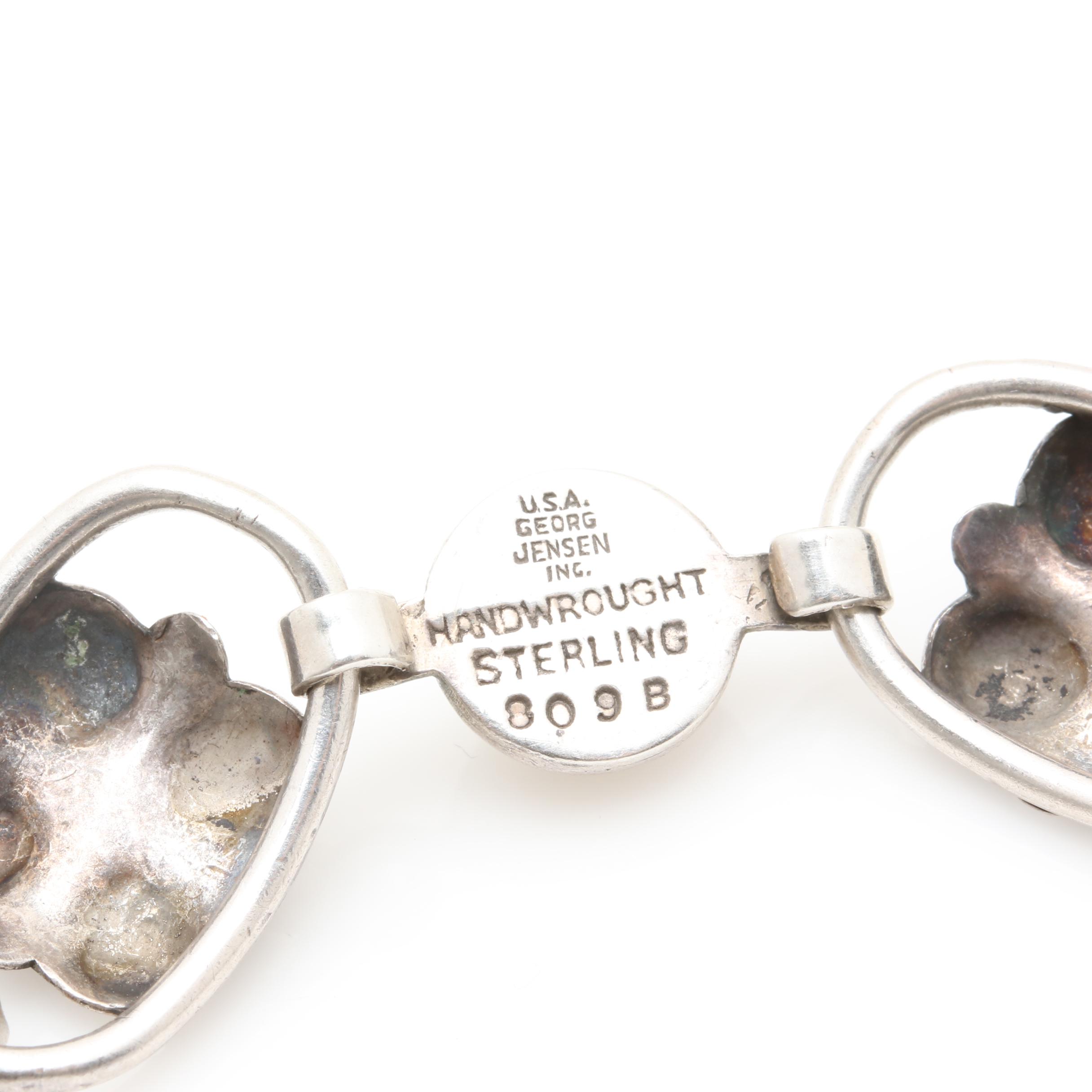 Georg Jensen Sterling Silver Floral Link Bracelet