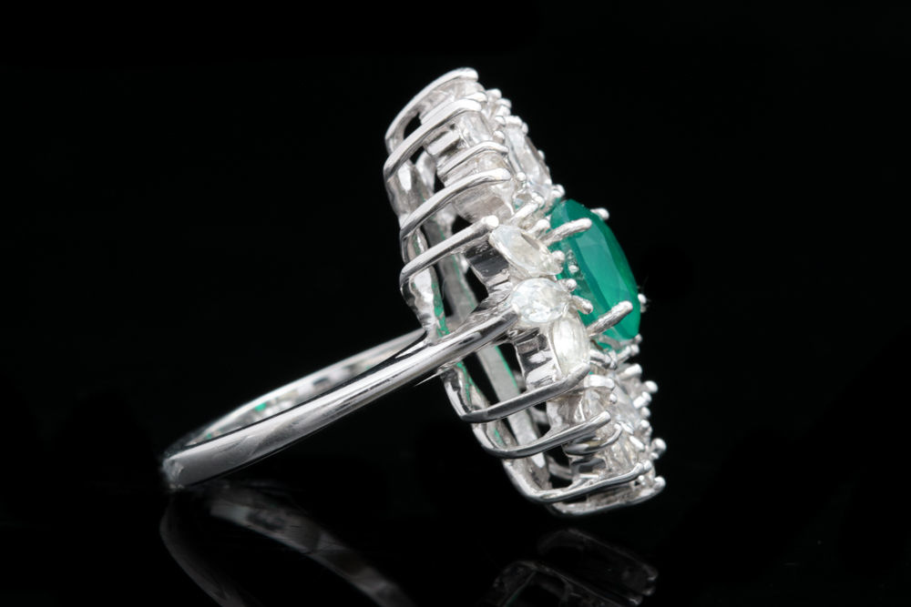 Sterling Silver, Green and White Quartz Doublet Ring