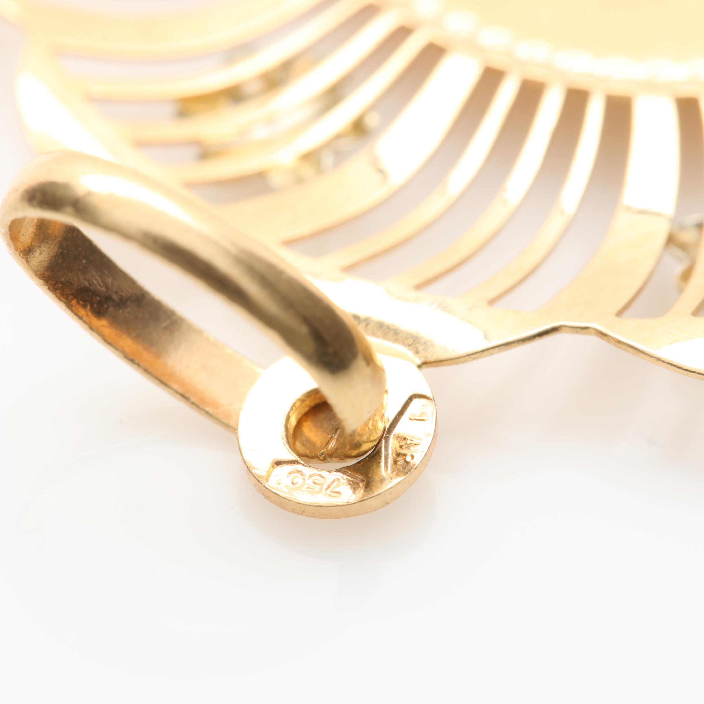 18K Yellow Gold Mary and Christ Child "Ave Maria" Pendant