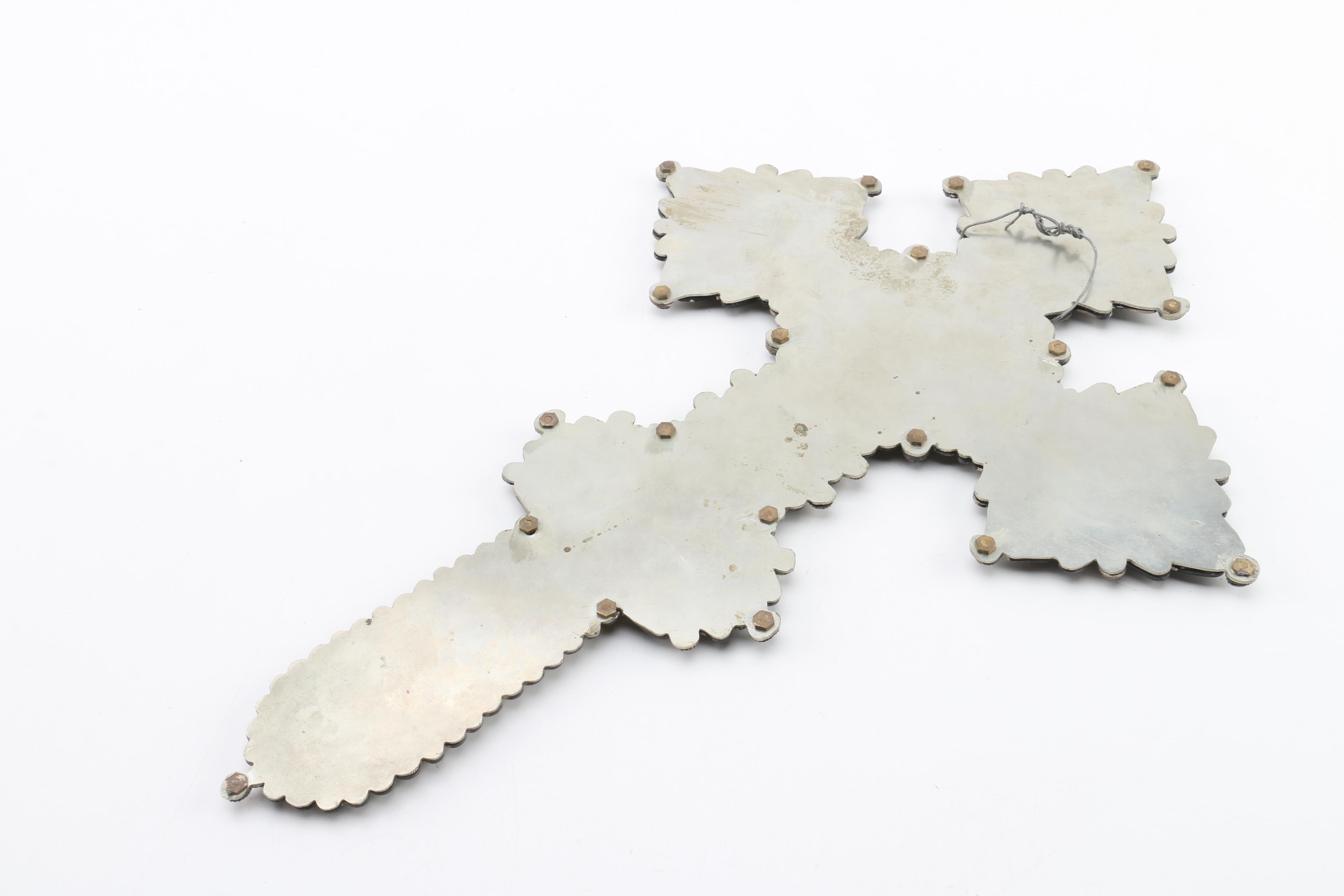 Micromosaic and Filigreed Enamel Wall Crucifixes