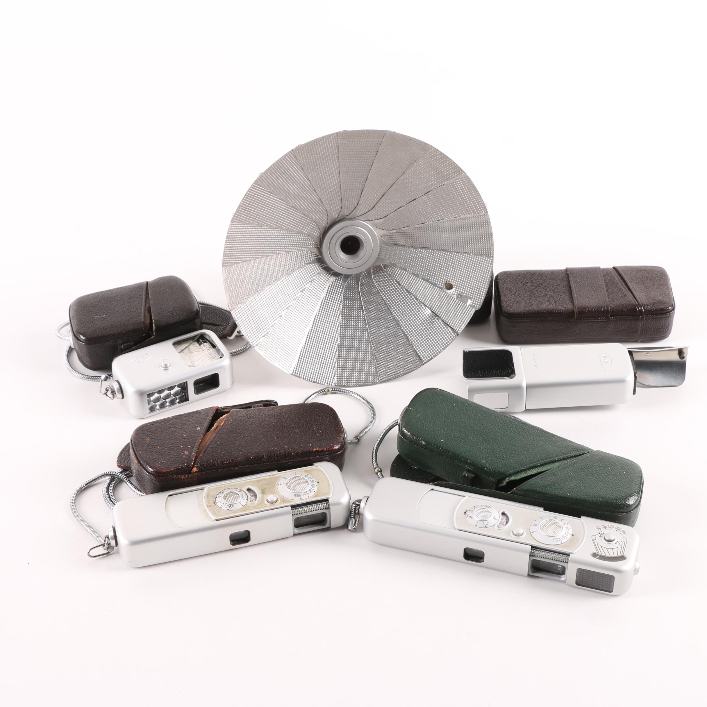 Vintage Minox Subminiature Spy Cameras with Accessories and Cases