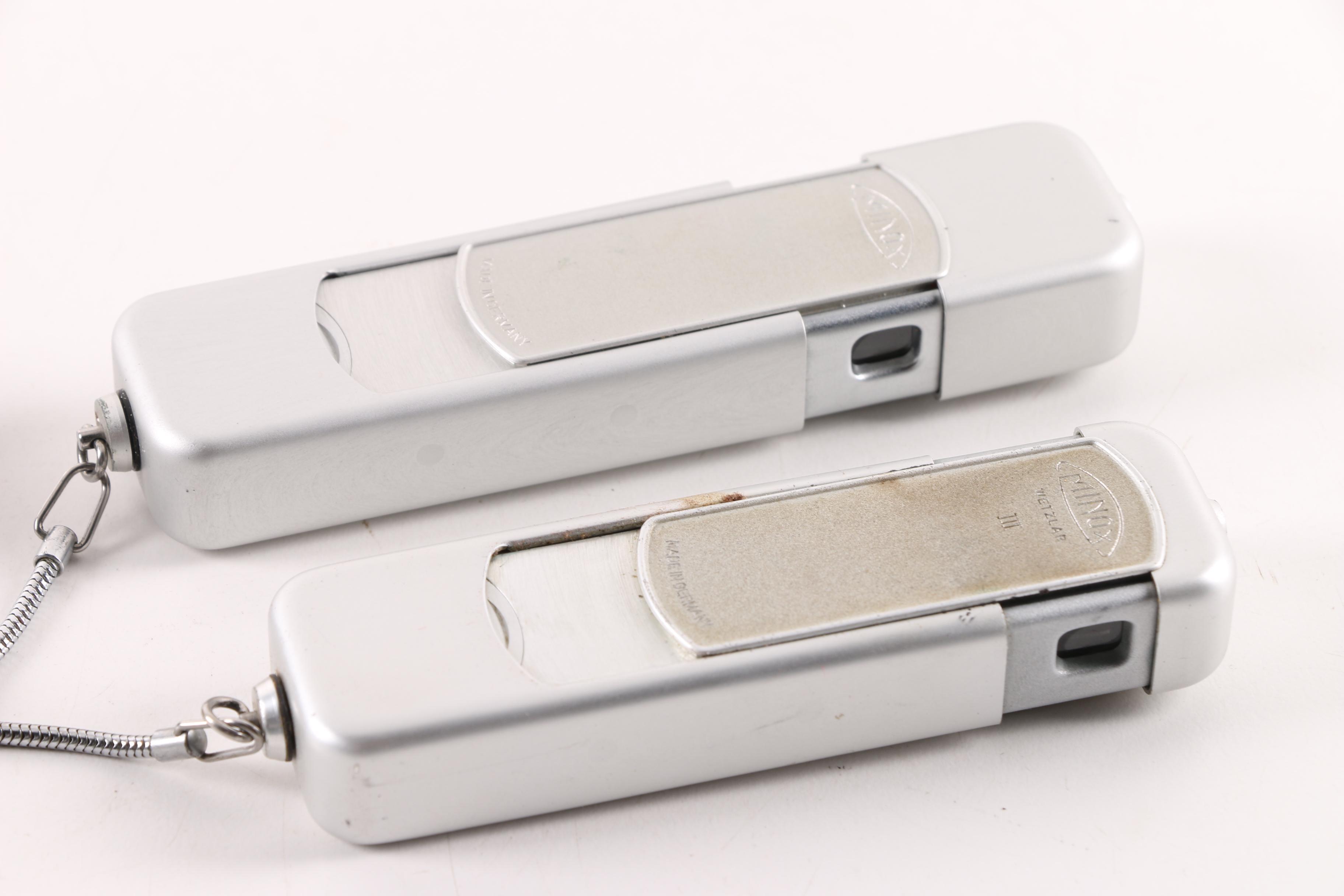 Vintage Minox Subminiature Spy Cameras with Accessories and Cases