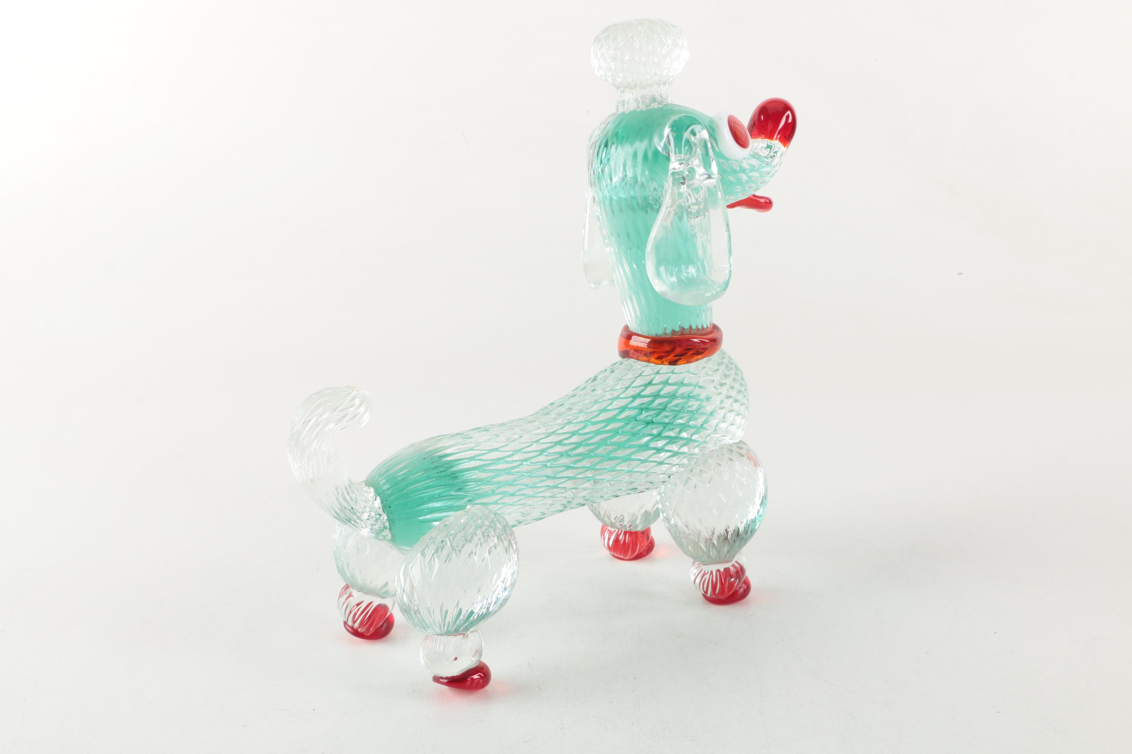 Murano Italy Glass Poodle Figurine