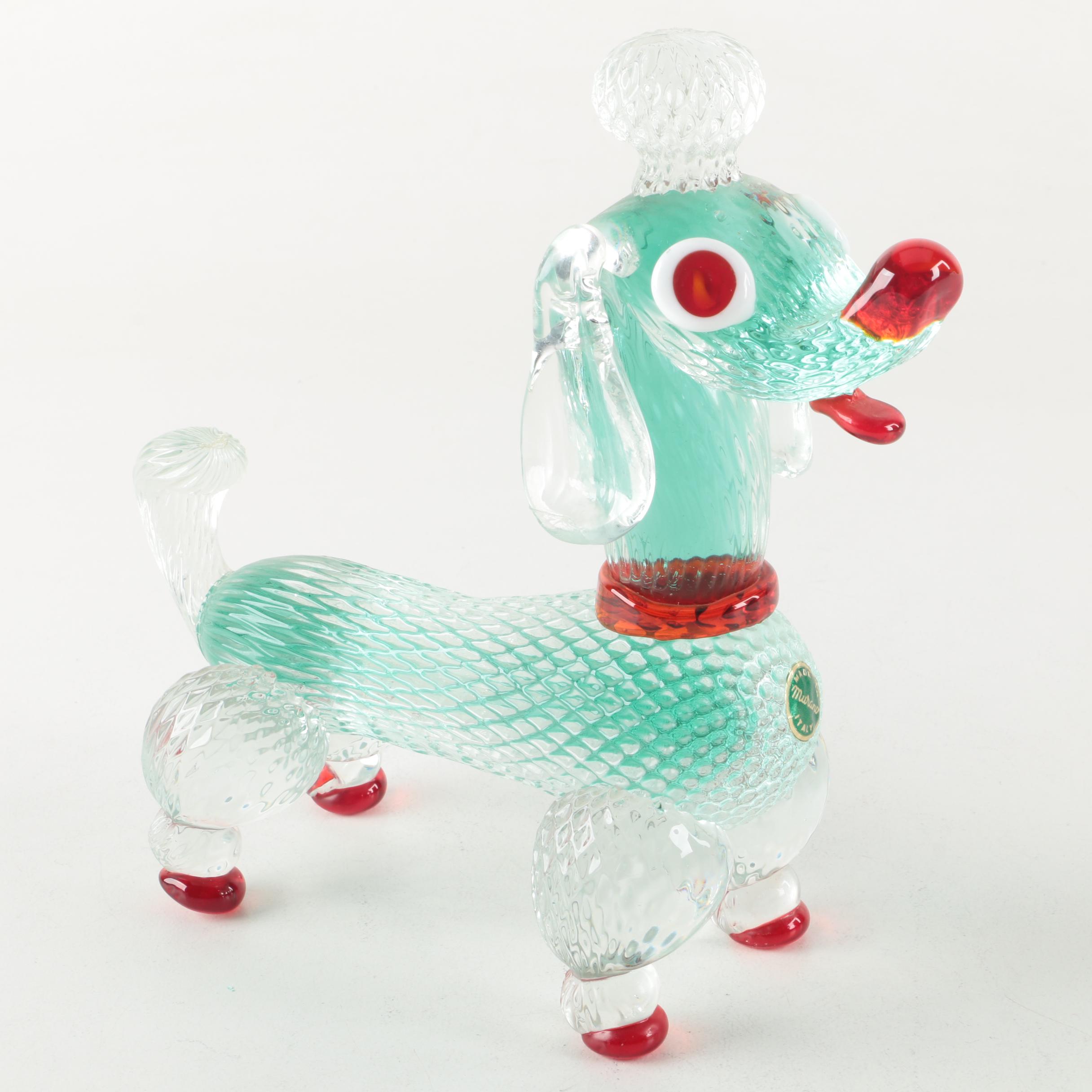 Murano Italy Glass Poodle Figurine