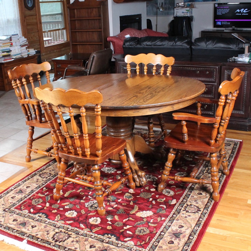 Solid Oak Dining Table and Chair Set