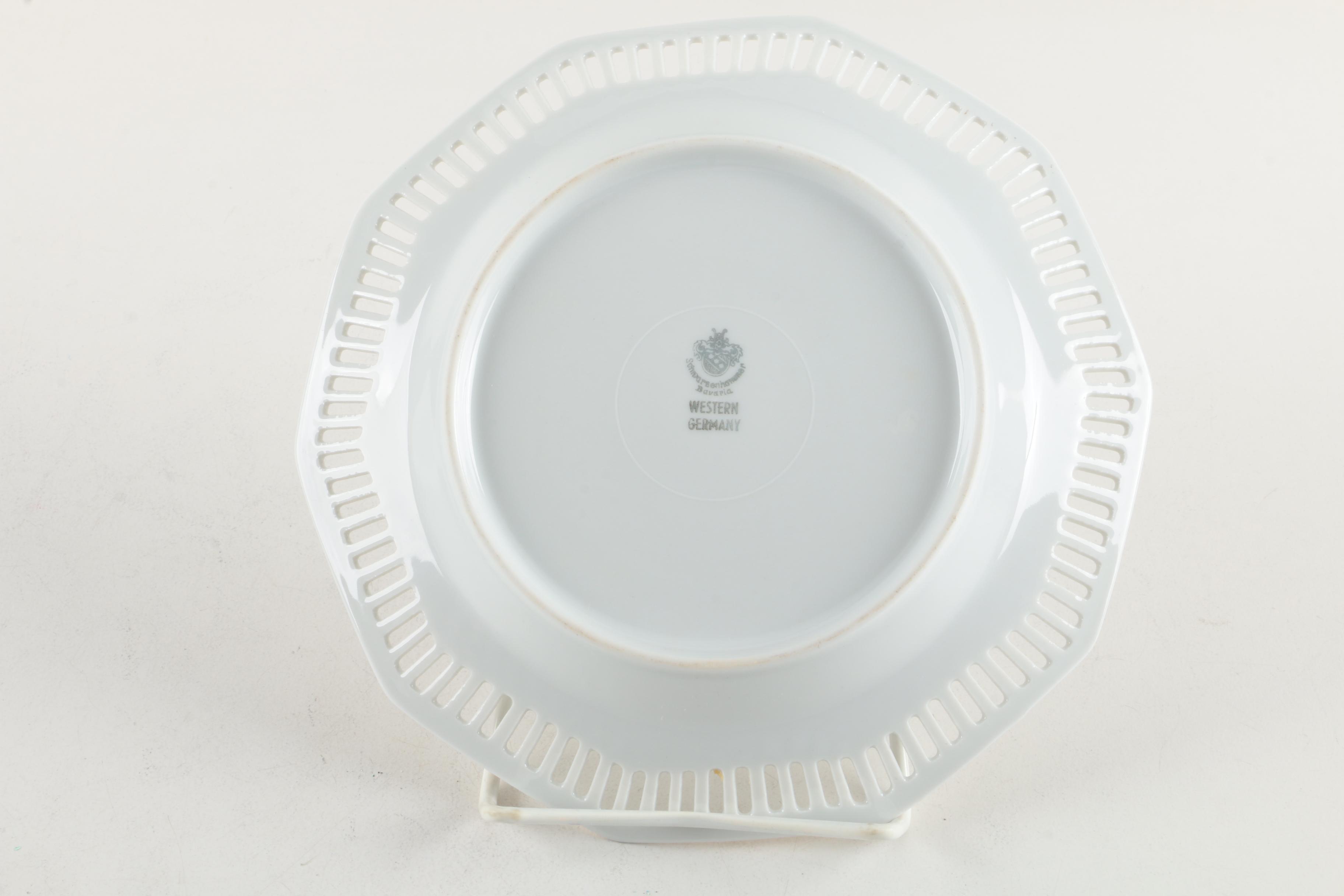 Schwarzenhammer Bavaria Germany Floral Plates with Pierced Rims