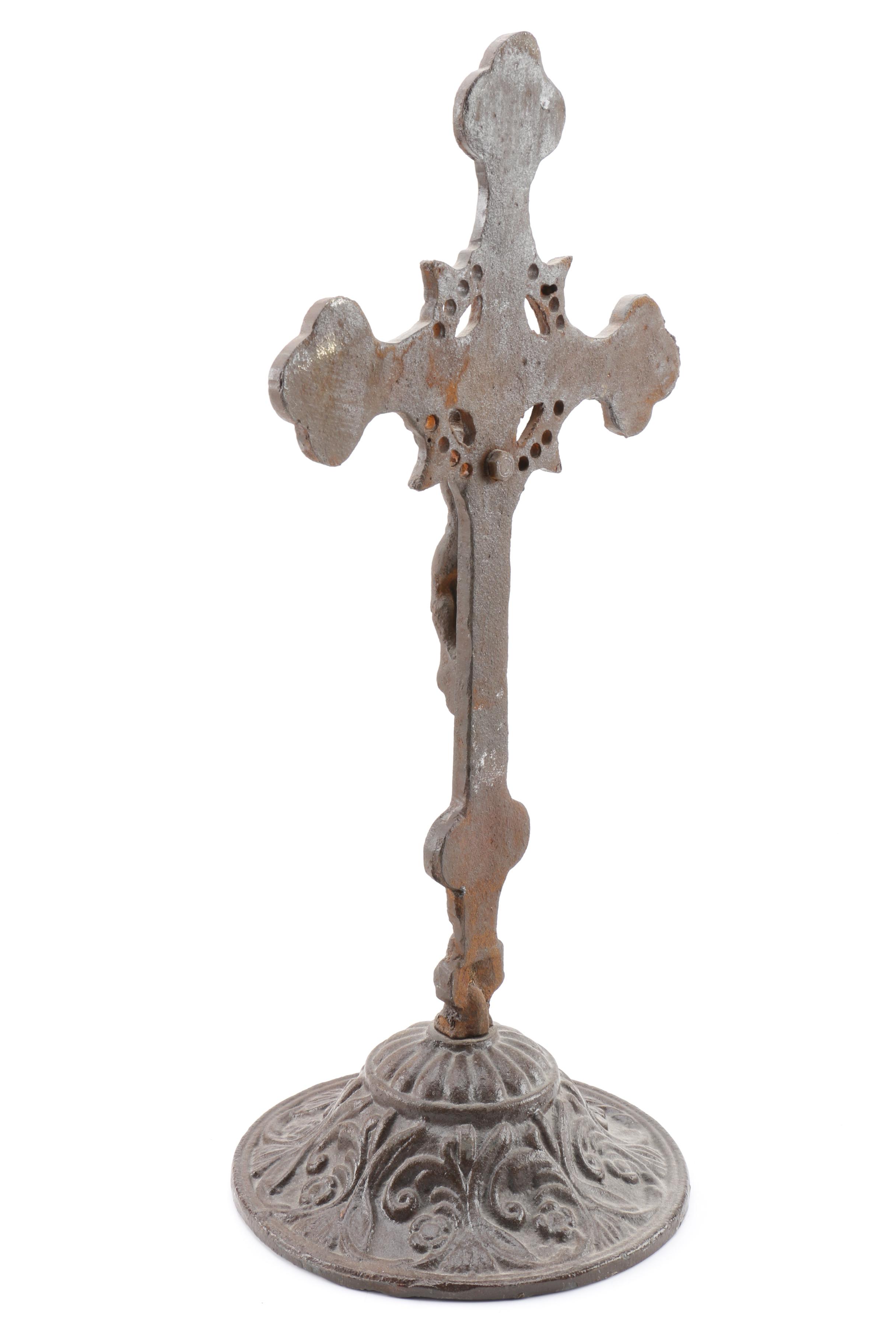 Antique Cast Metal Standing Crucifixes
