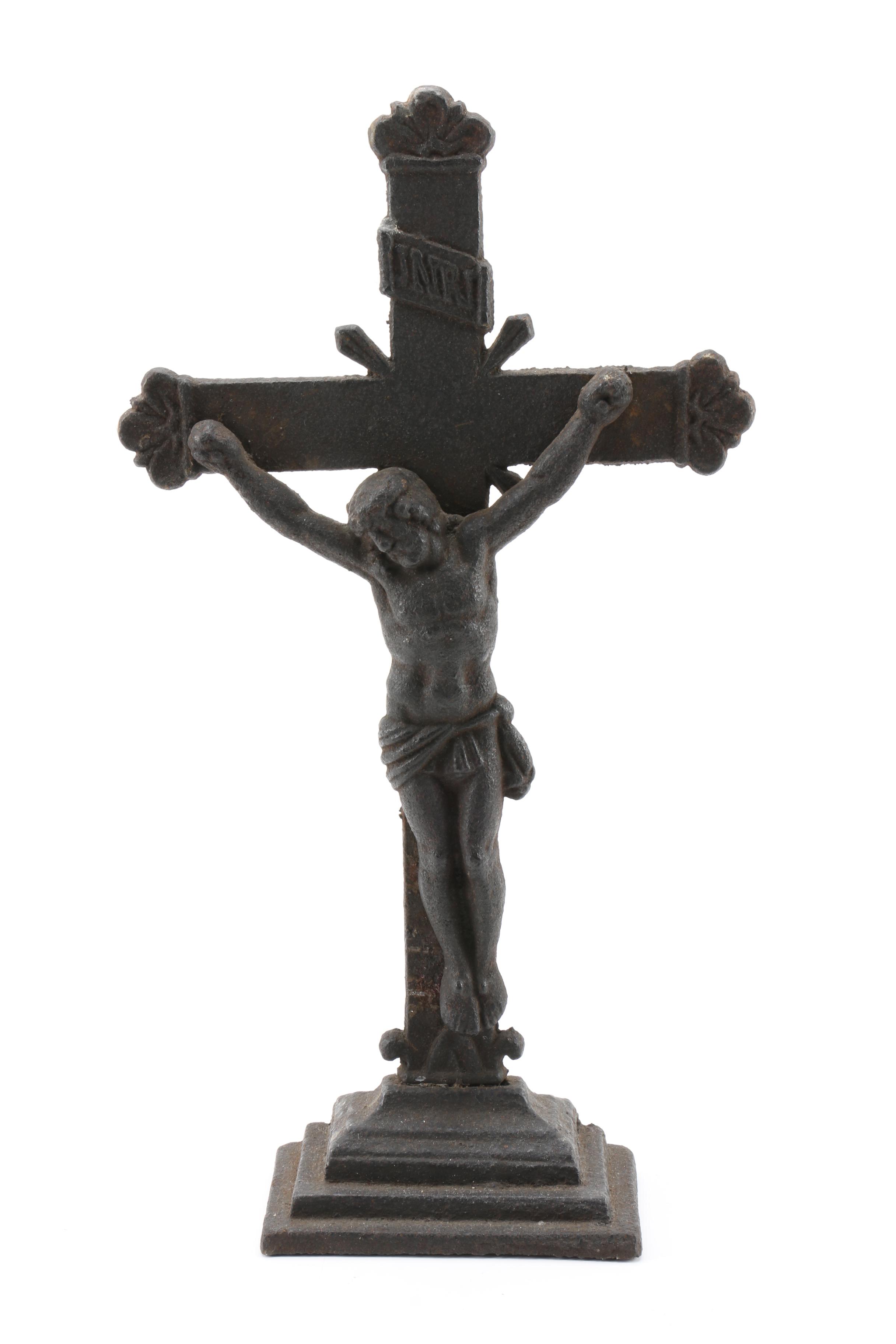 Antique Cast Metal Standing Crucifixes