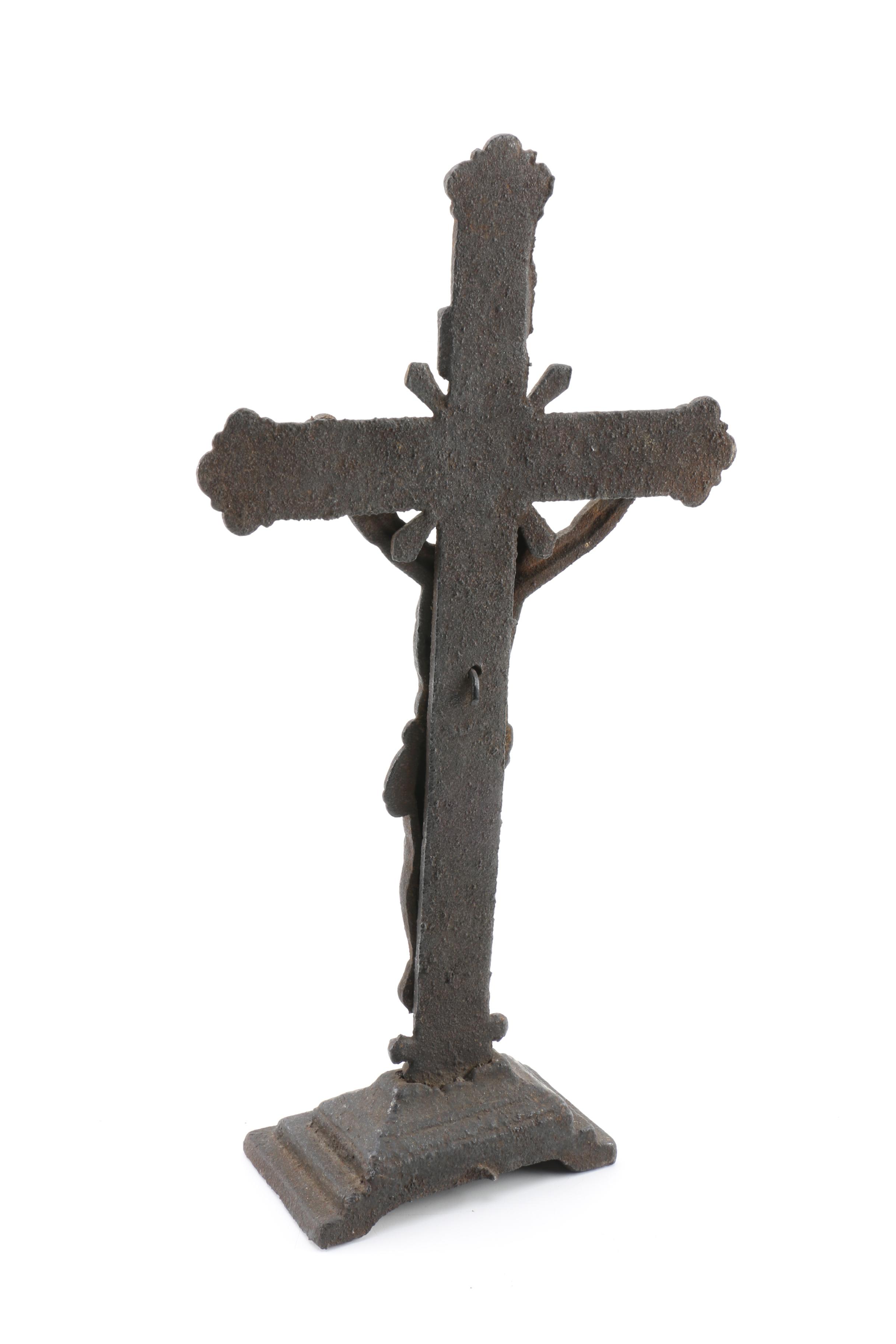 Antique Cast Metal Standing Crucifixes