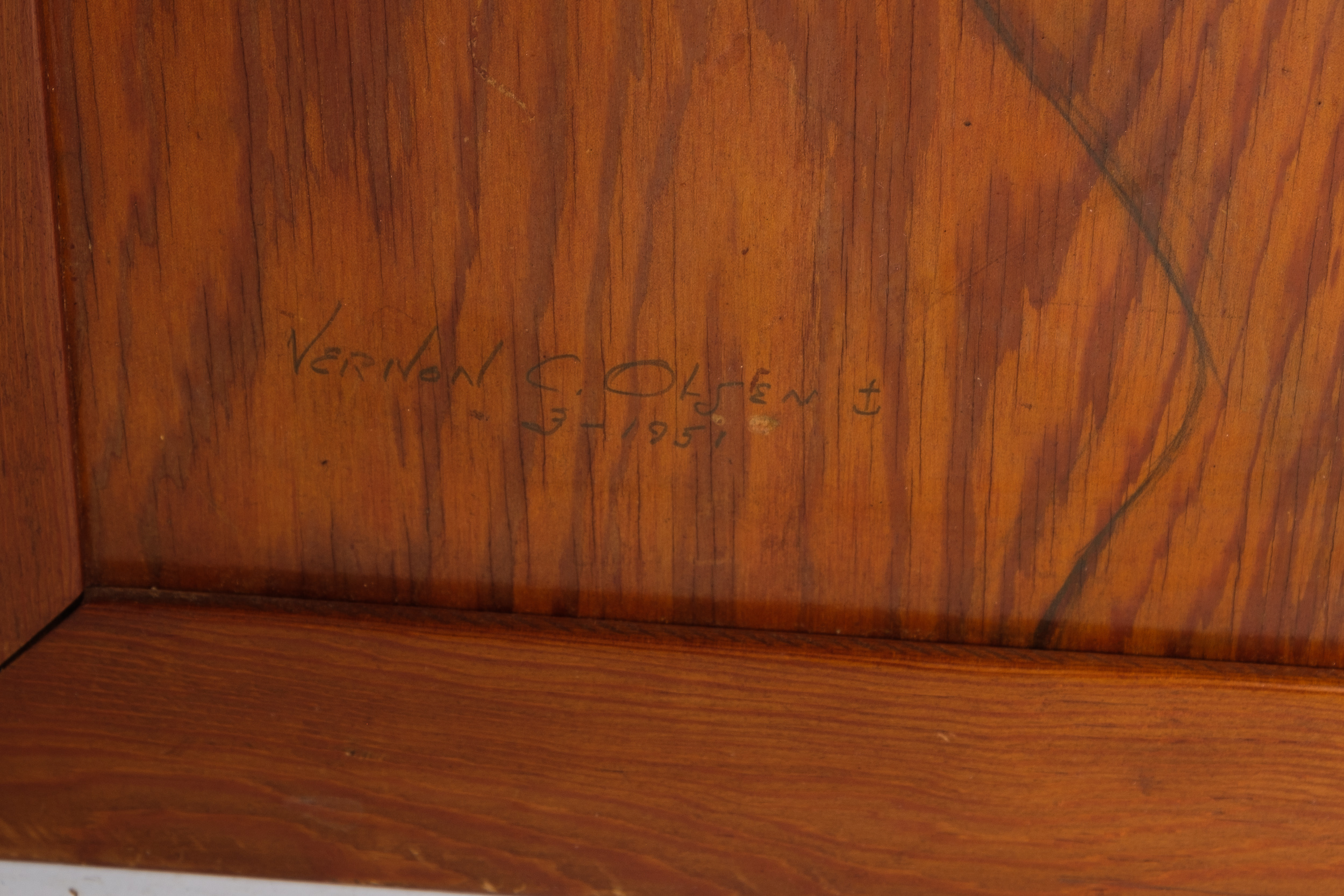 Vernon C. Olsen Portrait of a Nude Woman on Wood