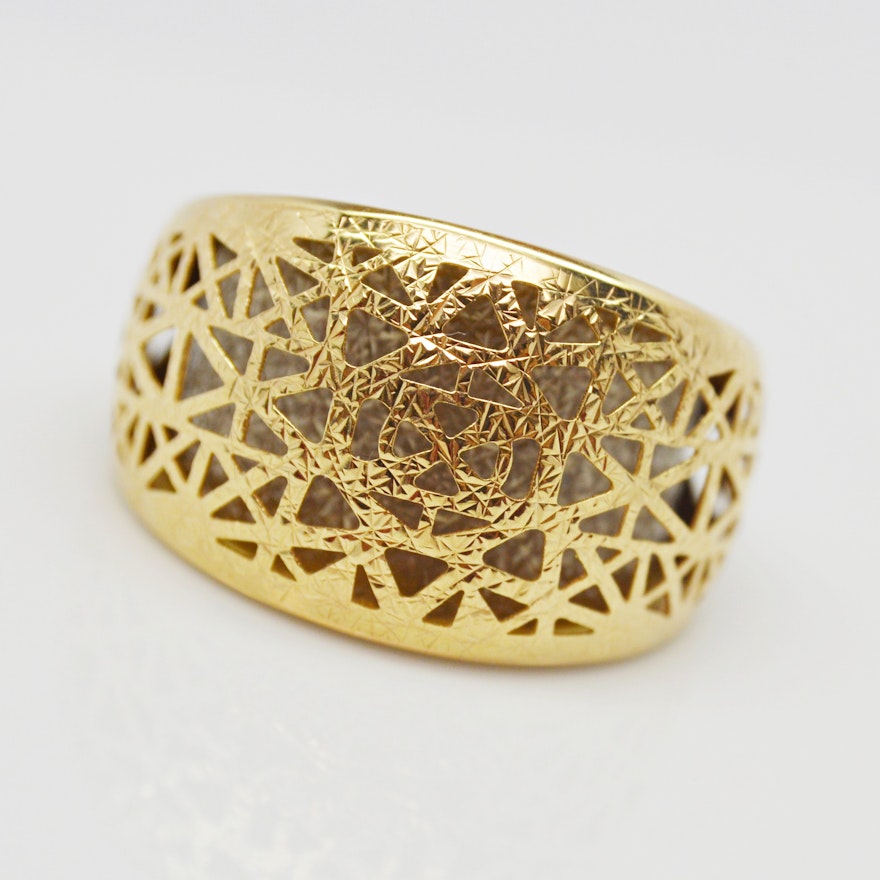 14K Yellow Gold Pierced Dome Ring