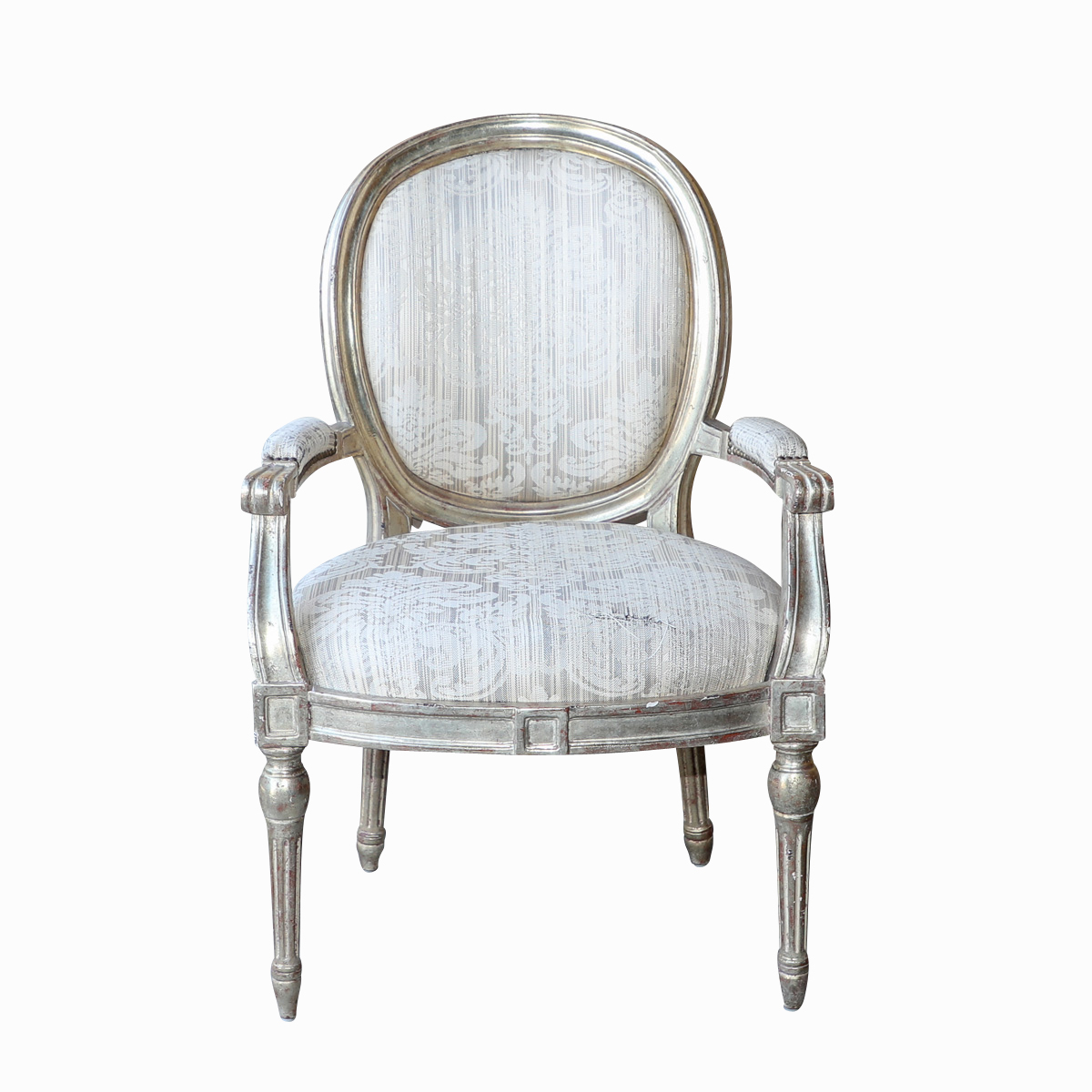 Vintage Louis XVI Style Painted Upholstered Armchair