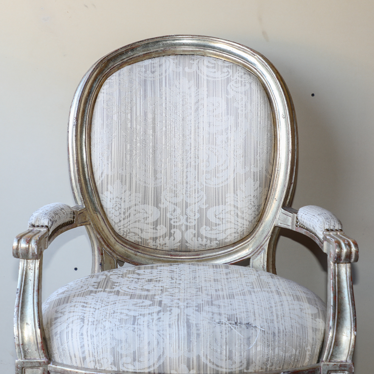 Vintage Louis XVI Style Painted Upholstered Armchair