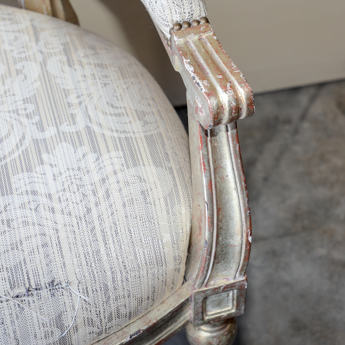 Vintage Louis XVI Style Painted Upholstered Armchair