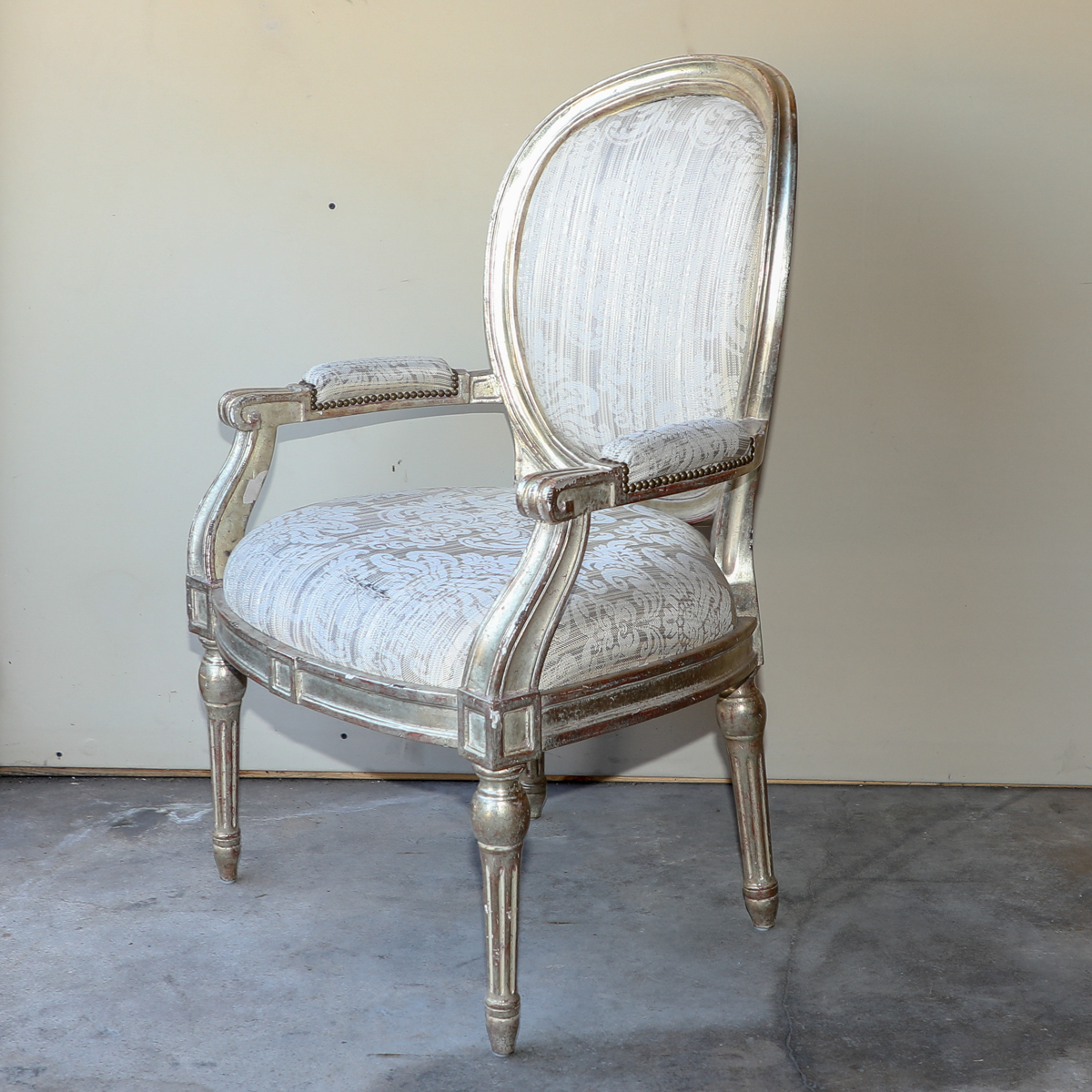 Vintage Louis XVI Style Painted Upholstered Armchair