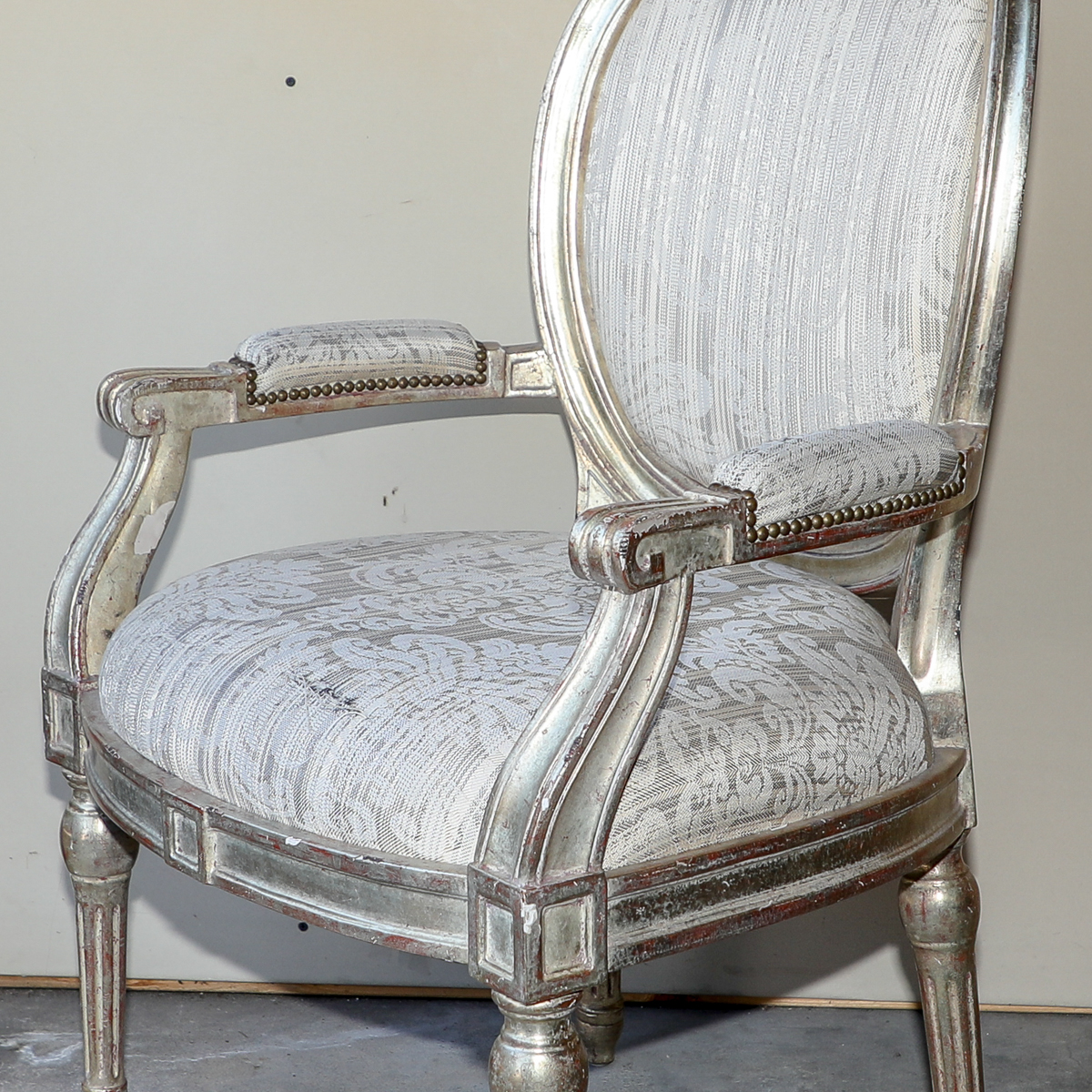 Vintage Louis XVI Style Painted Upholstered Armchair