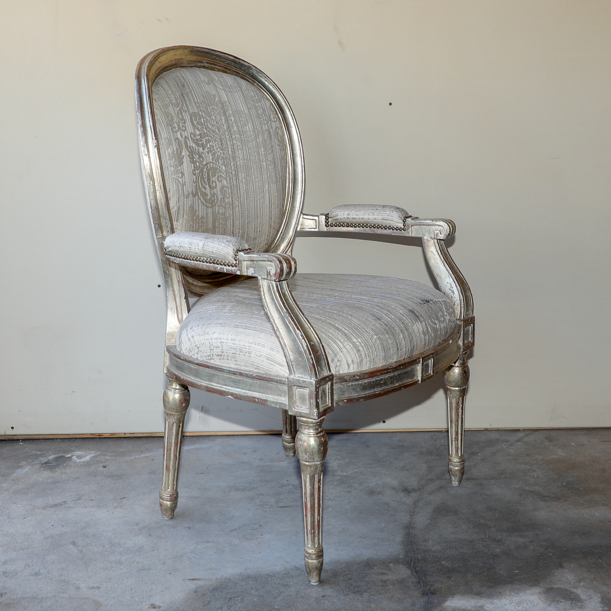 Vintage Louis XVI Style Painted Upholstered Armchair
