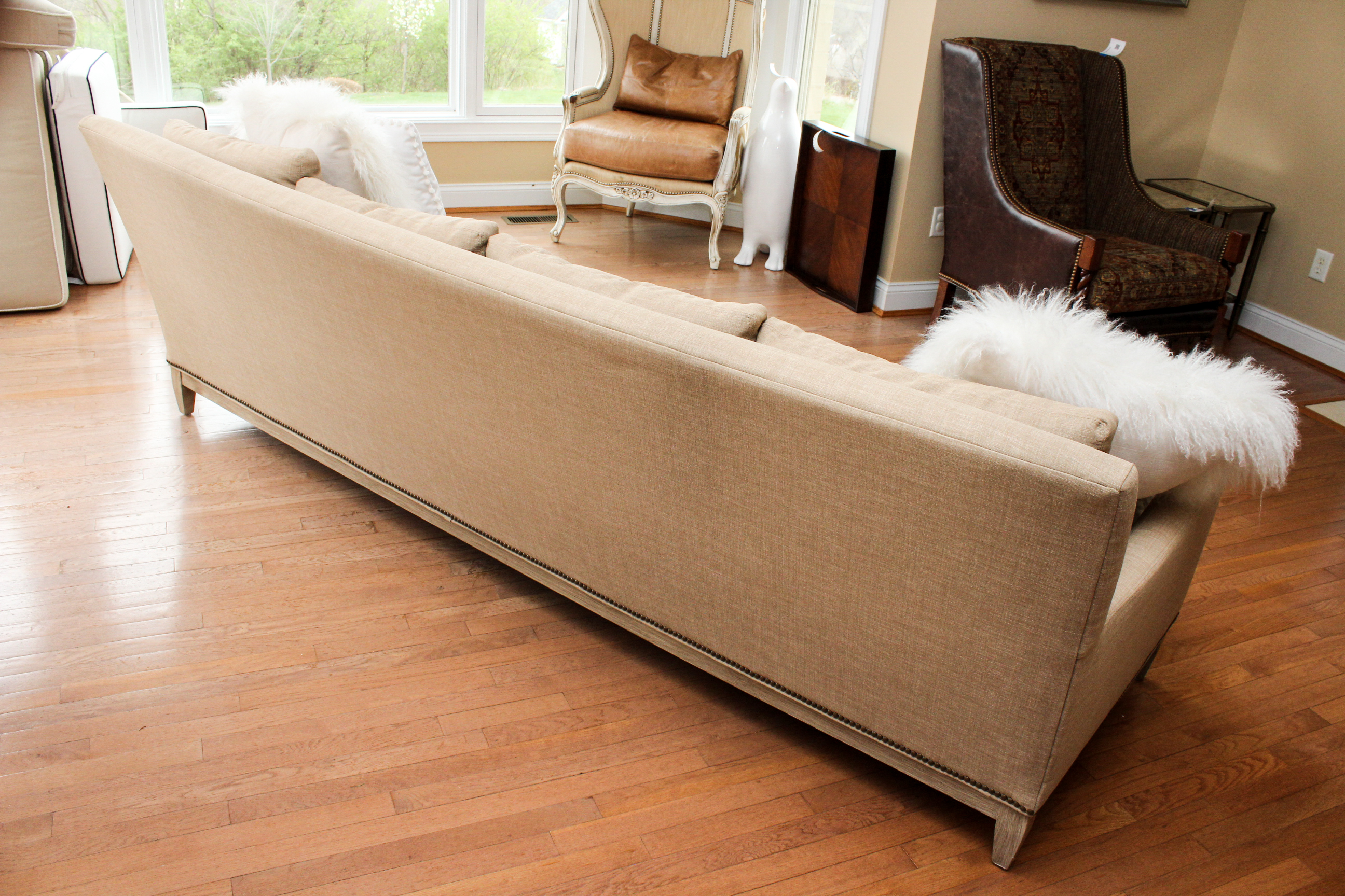 Modern Camden Collection Upholstered Linen Sofa