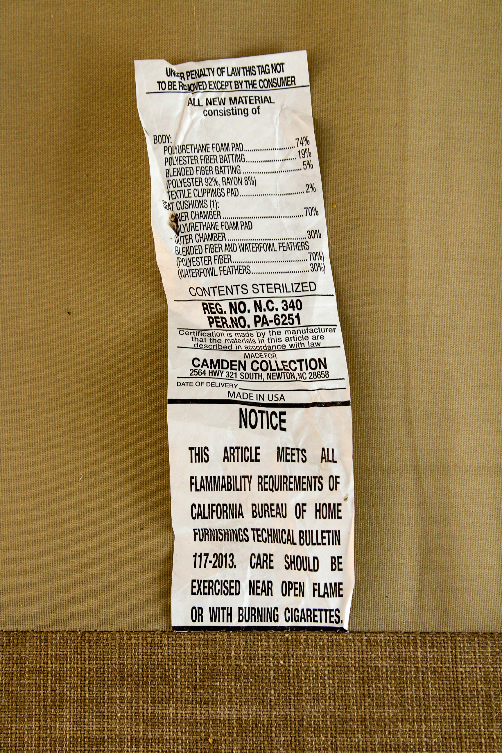 Modern Camden Collection Upholstered Linen Sofa