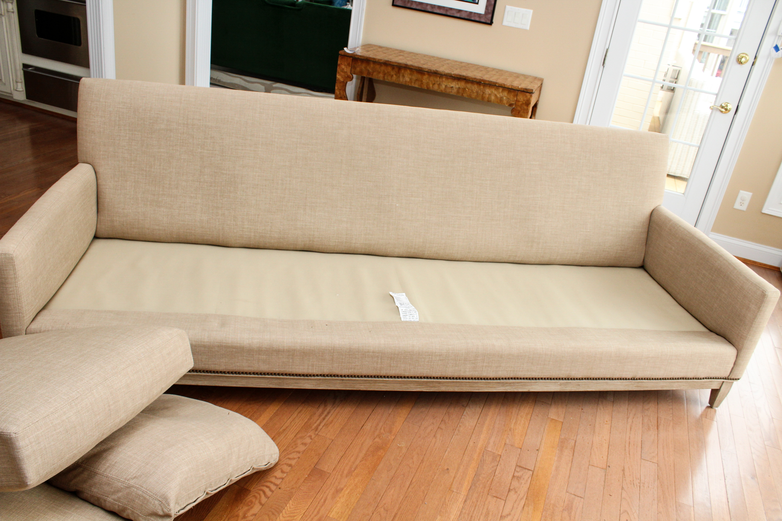 Modern Camden Collection Upholstered Linen Sofa