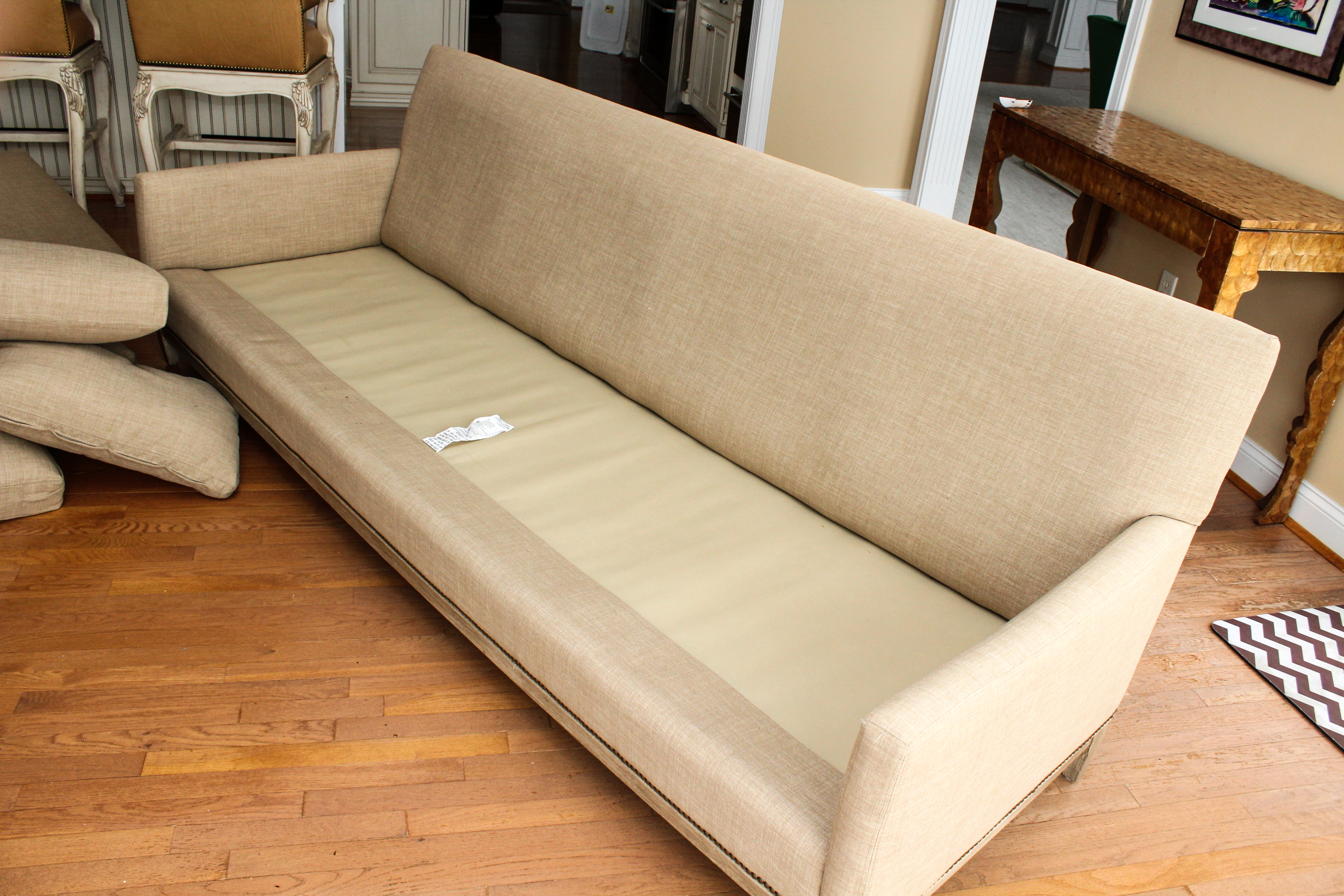 Modern Camden Collection Upholstered Linen Sofa