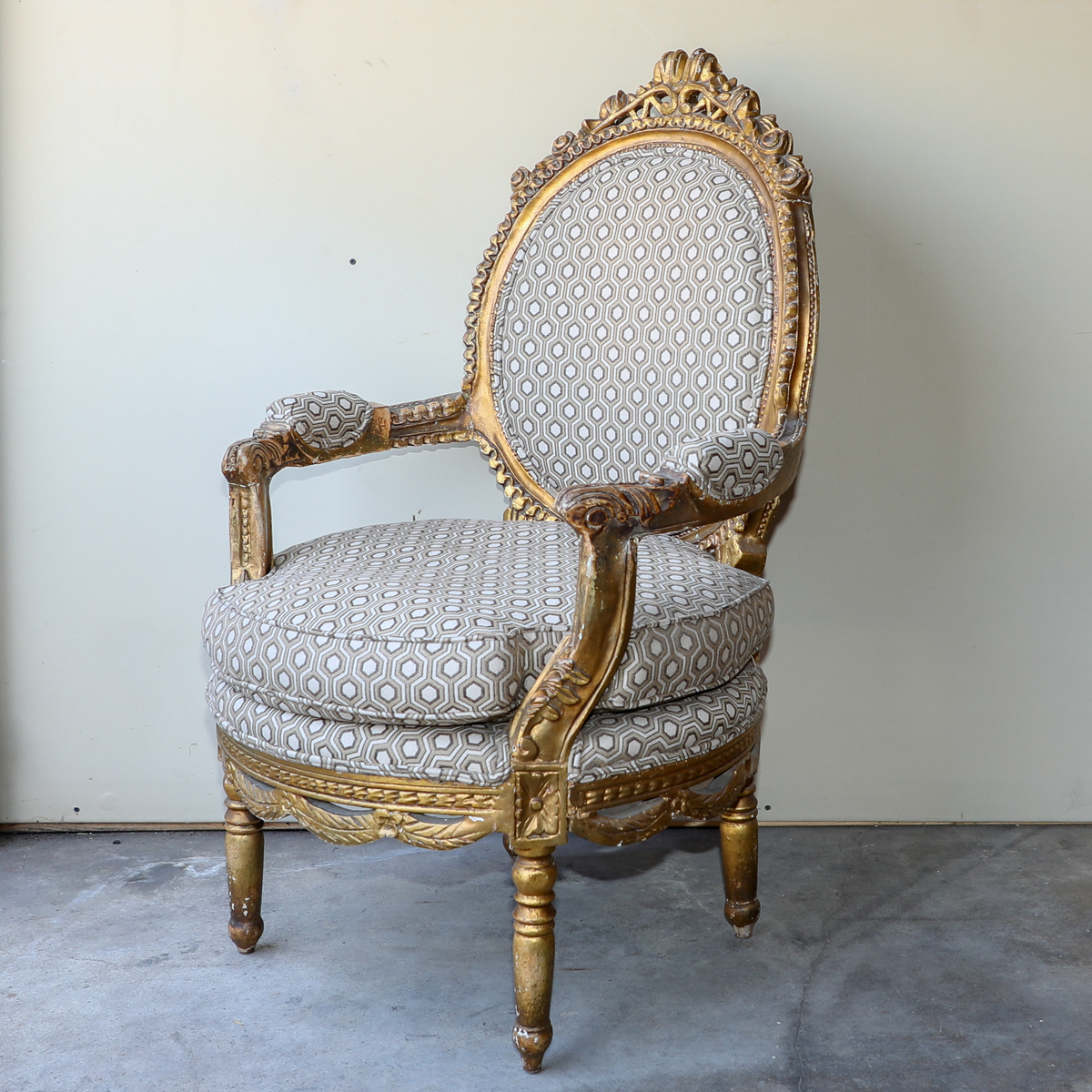 Louis XV Style Giltwood Fauteuil Armchair
