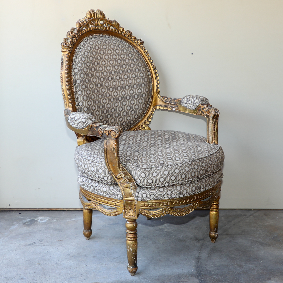 Louis XV Style Giltwood Fauteuil Armchair