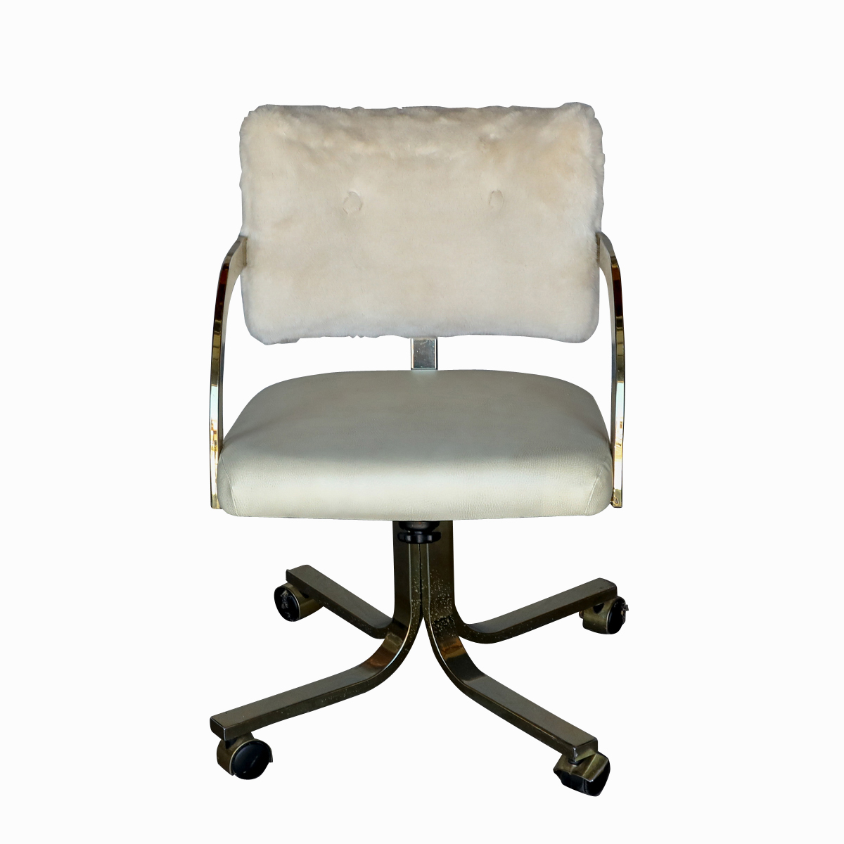Contemporary Swiveling Desk Chair with Faux Fur Backrest