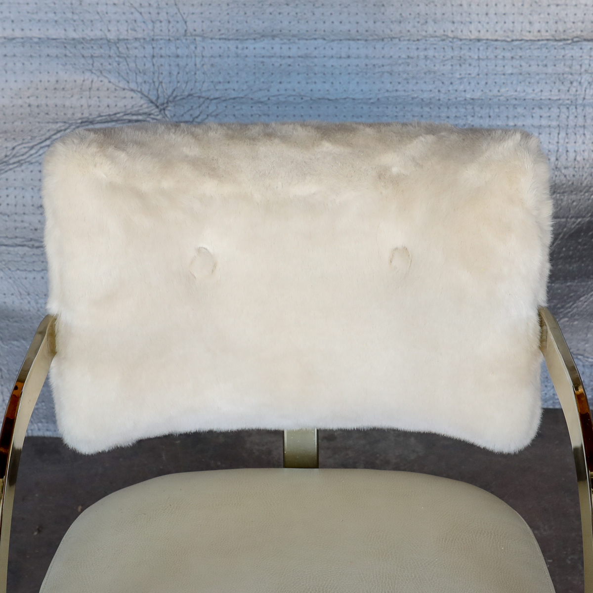 Contemporary Swiveling Desk Chair with Faux Fur Backrest