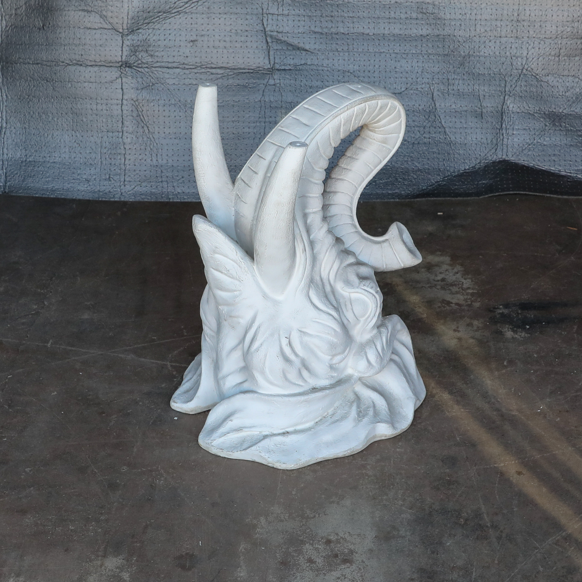 Vintage Decorative White Molded Plaster of Elephant Head