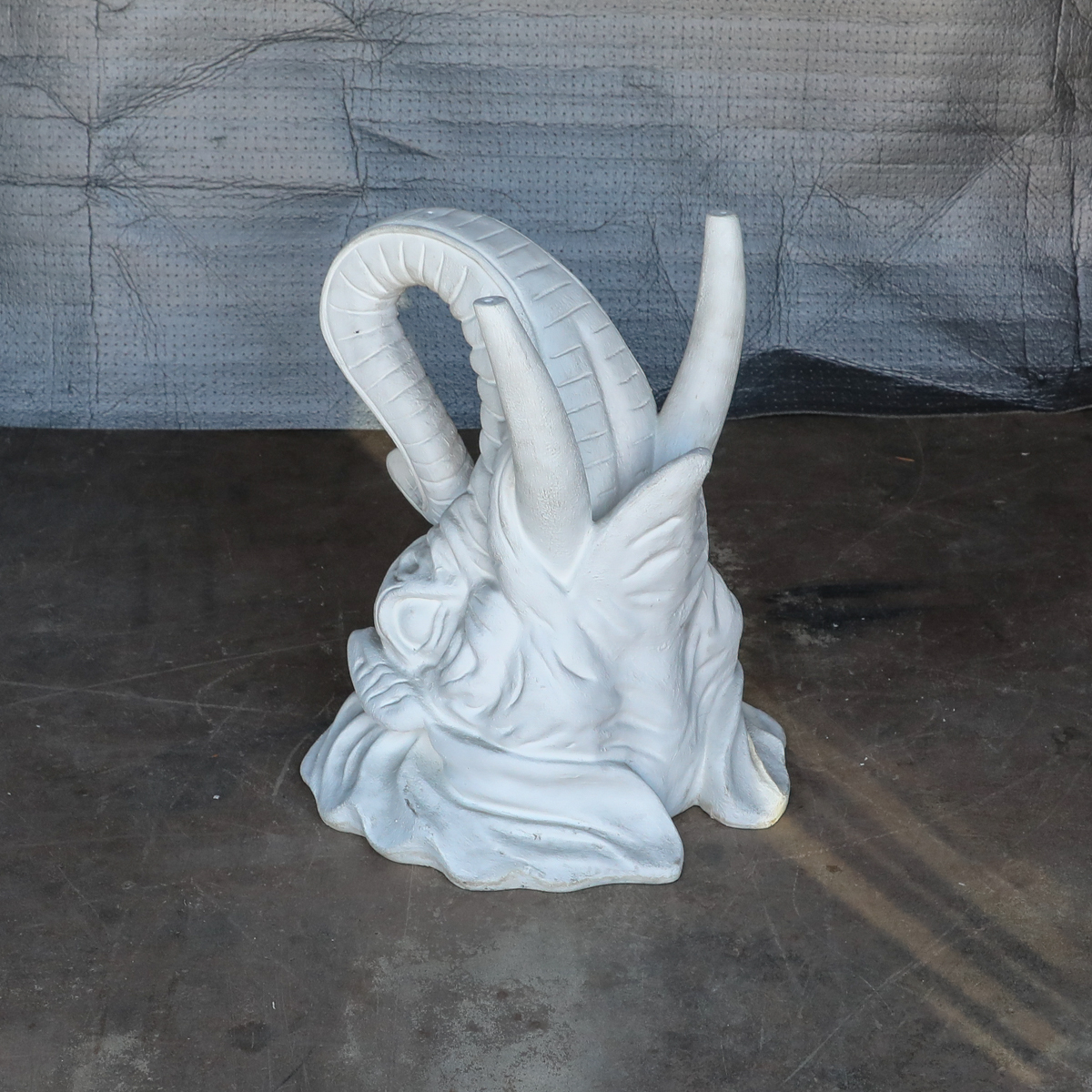 Vintage Decorative White Molded Plaster of Elephant Head