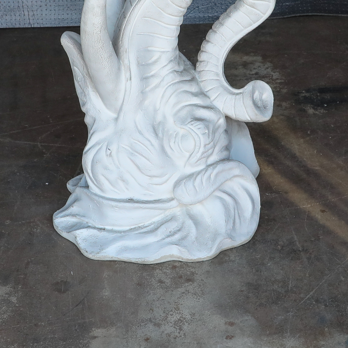 Vintage Decorative White Molded Plaster of Elephant Head