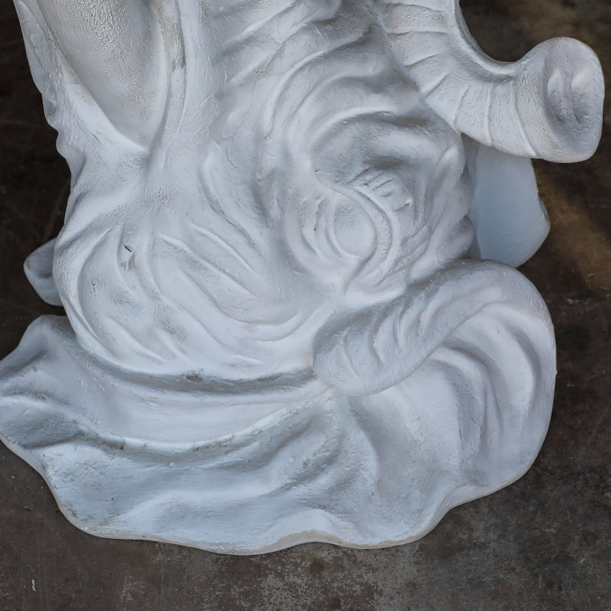 Vintage Decorative White Molded Plaster of Elephant Head