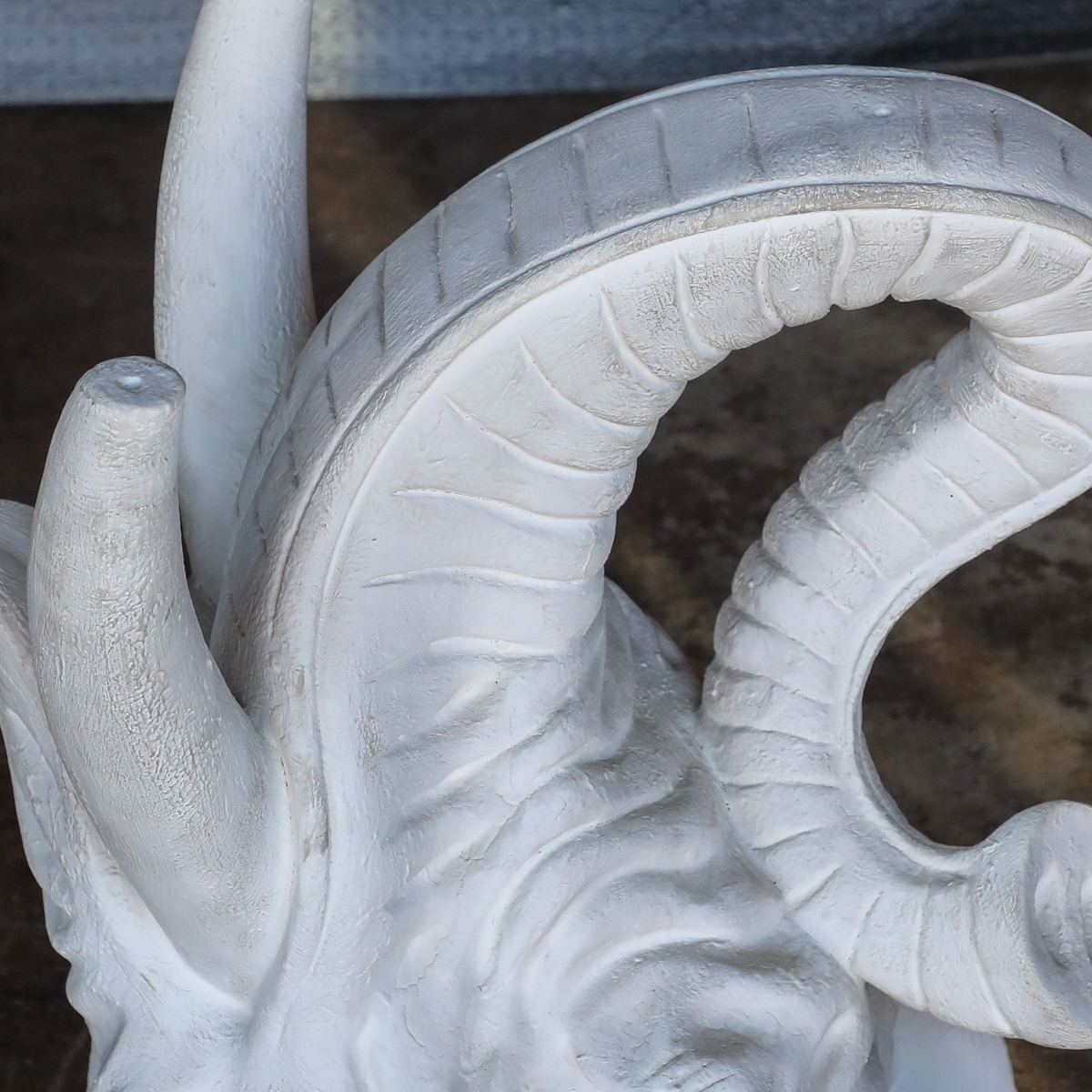 Vintage Decorative White Molded Plaster of Elephant Head