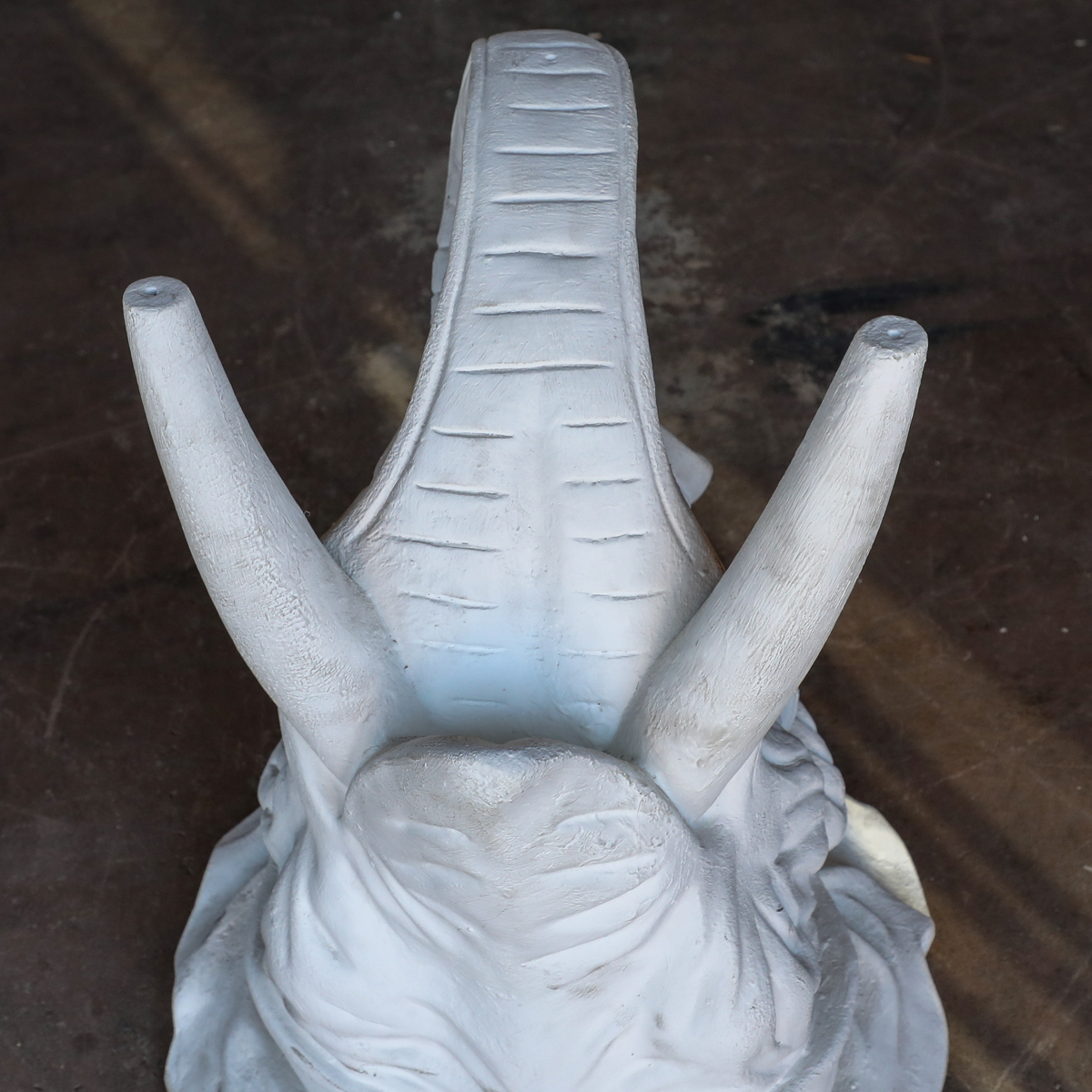 Vintage Decorative White Molded Plaster of Elephant Head