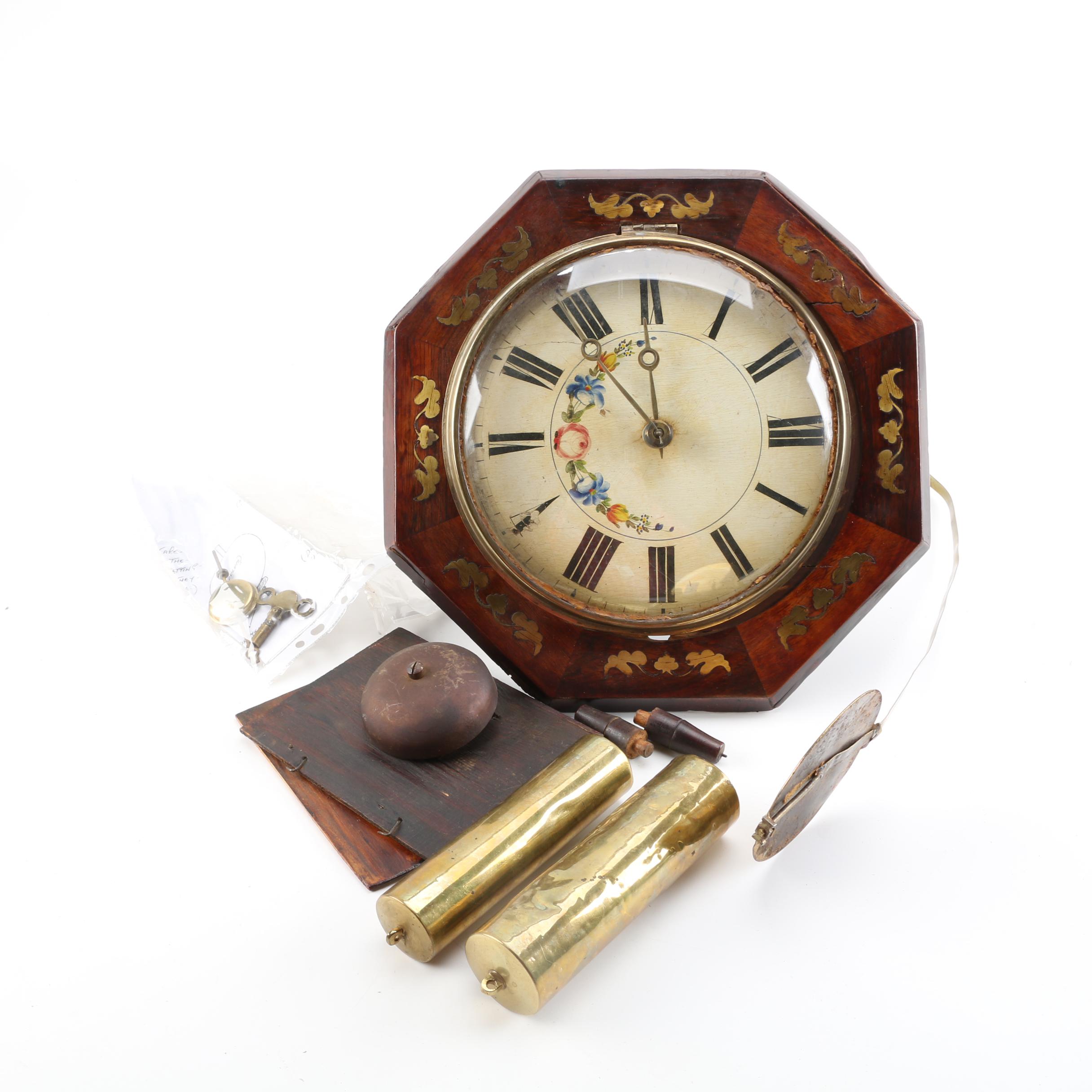 Vintage Wood and Brass Pendulum Wall Clock