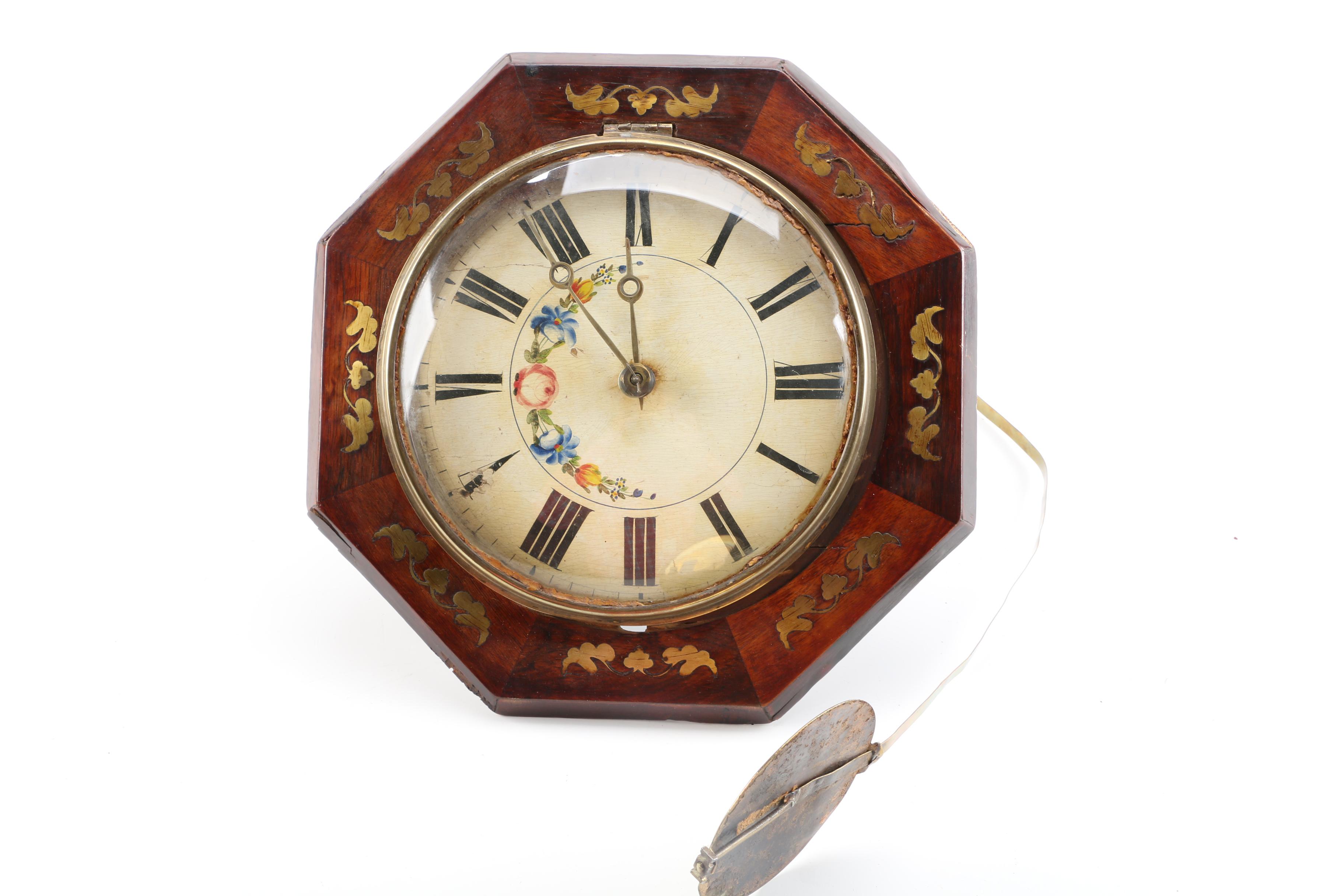 Vintage Wood and Brass Pendulum Wall Clock