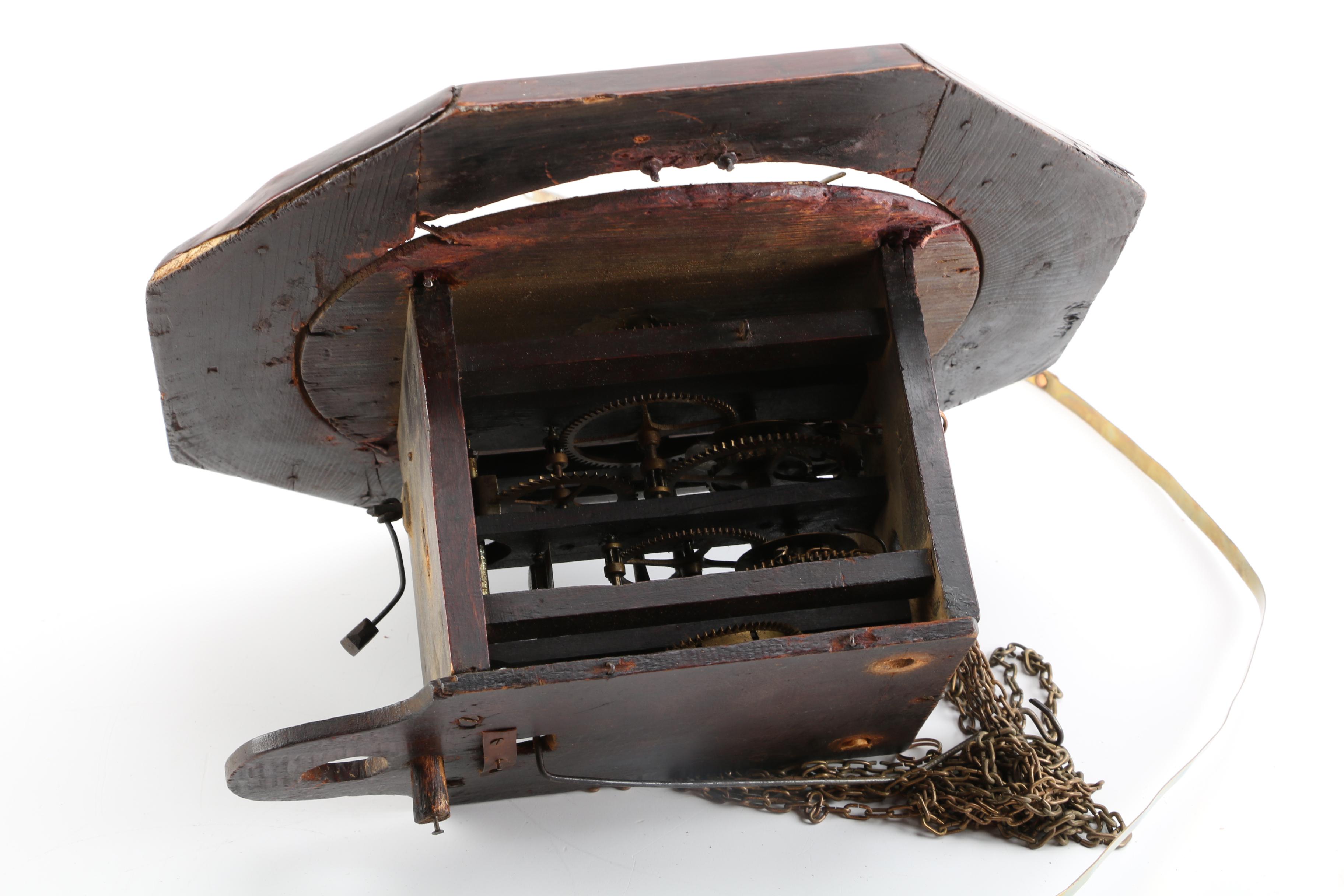 Vintage Wood and Brass Pendulum Wall Clock