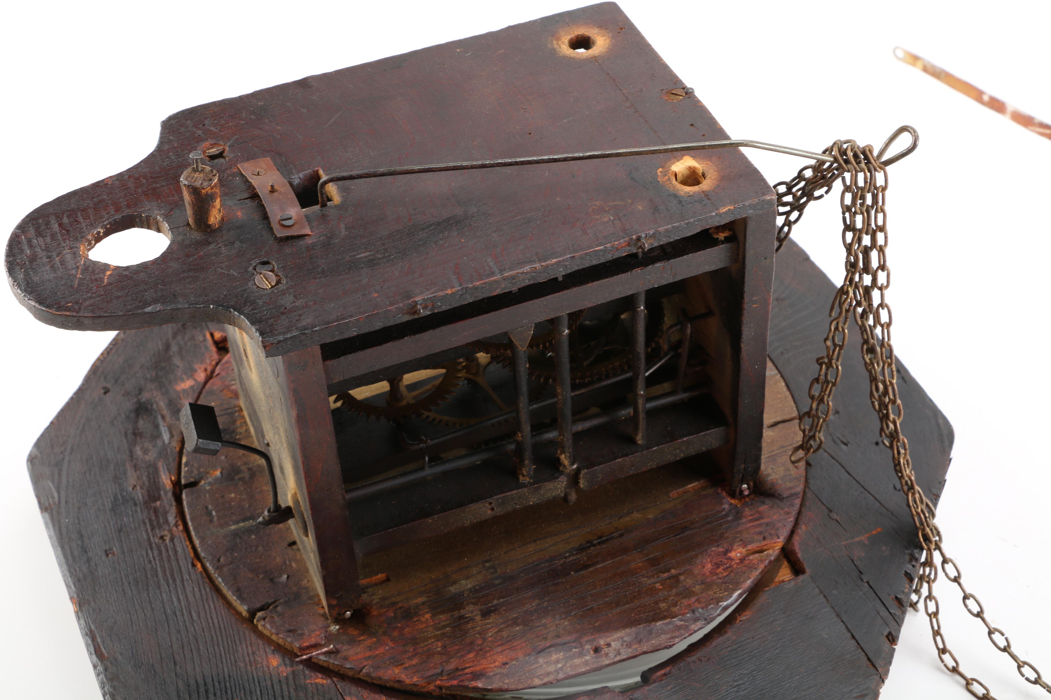 Vintage Wood and Brass Pendulum Wall Clock